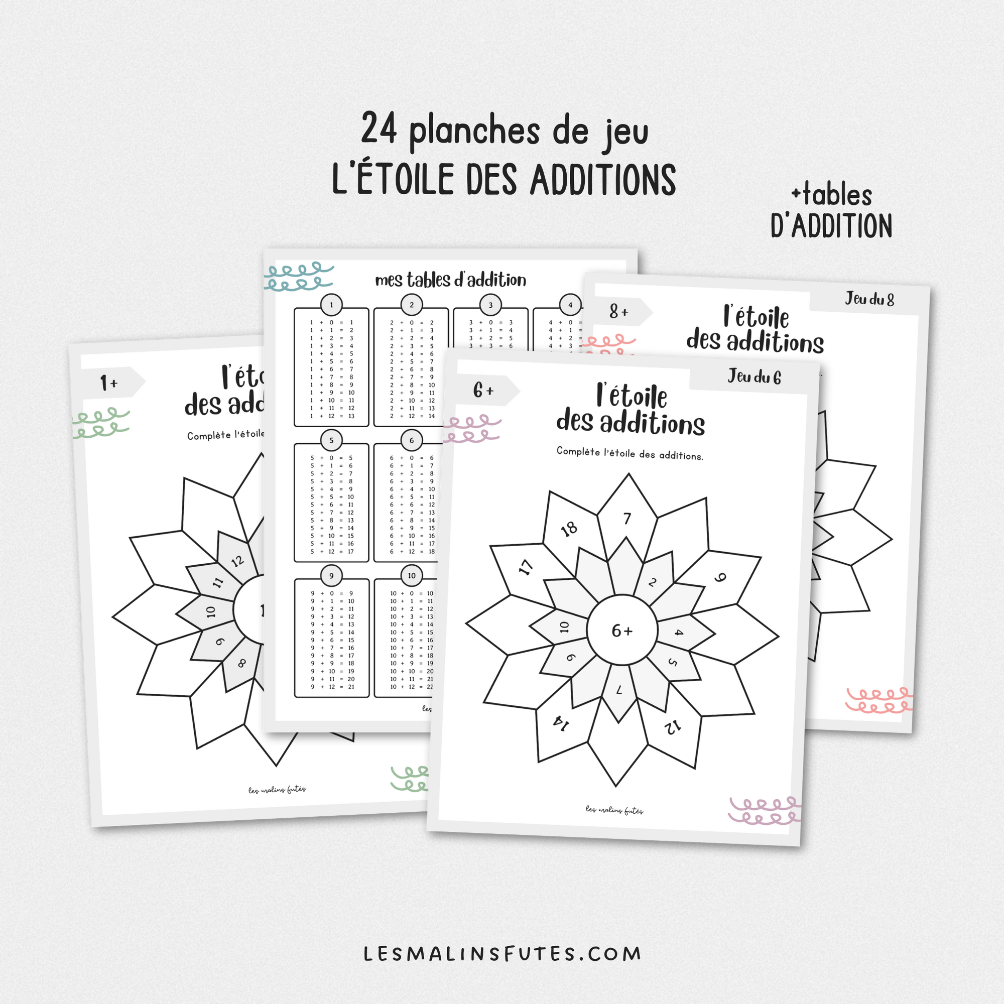 Ensemble L'étoile des opérations pour le 1er et le 2e cycle. Les Malins Futés
