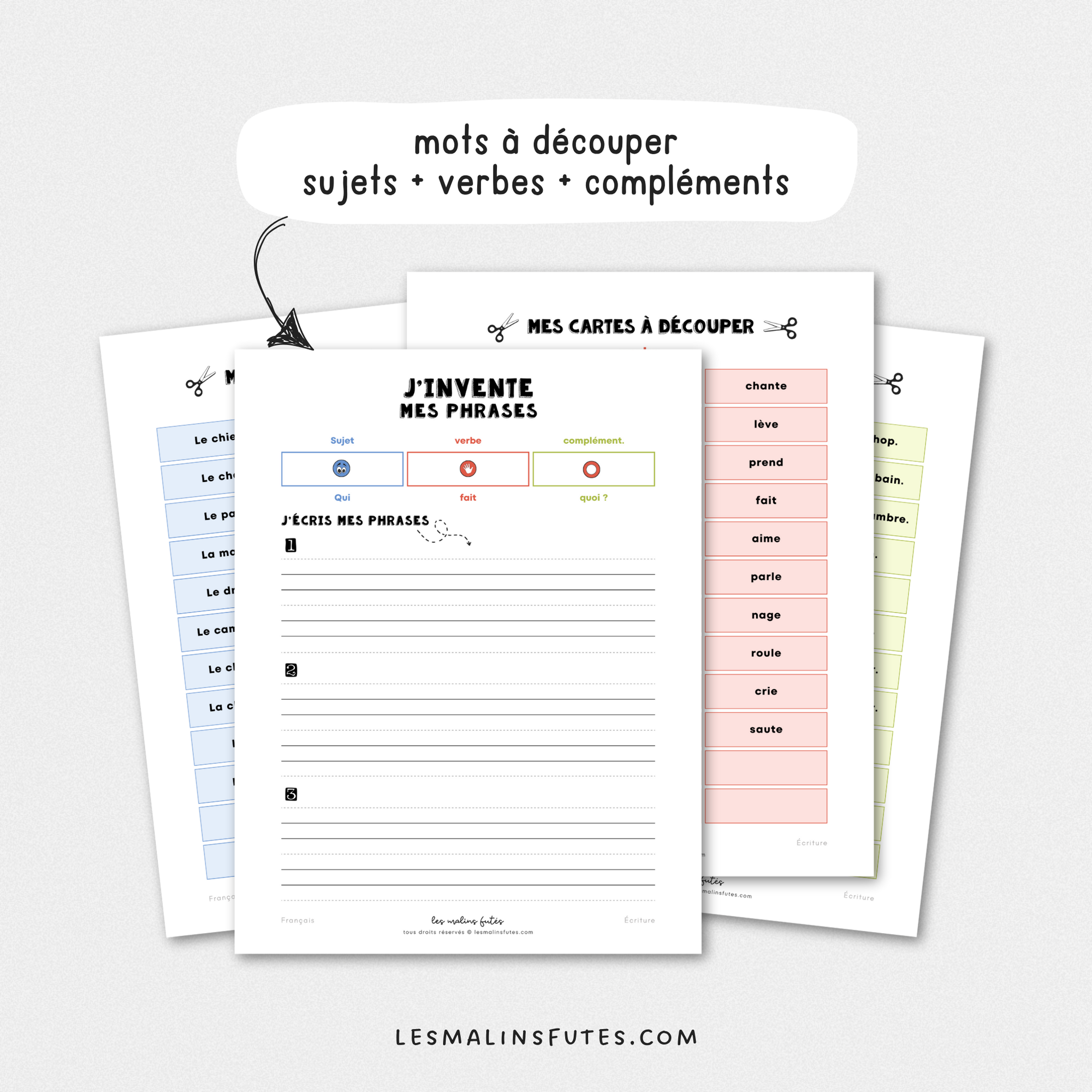 J'invente mes phrases - Initiation à la structure de phrases. Les Malins Futés