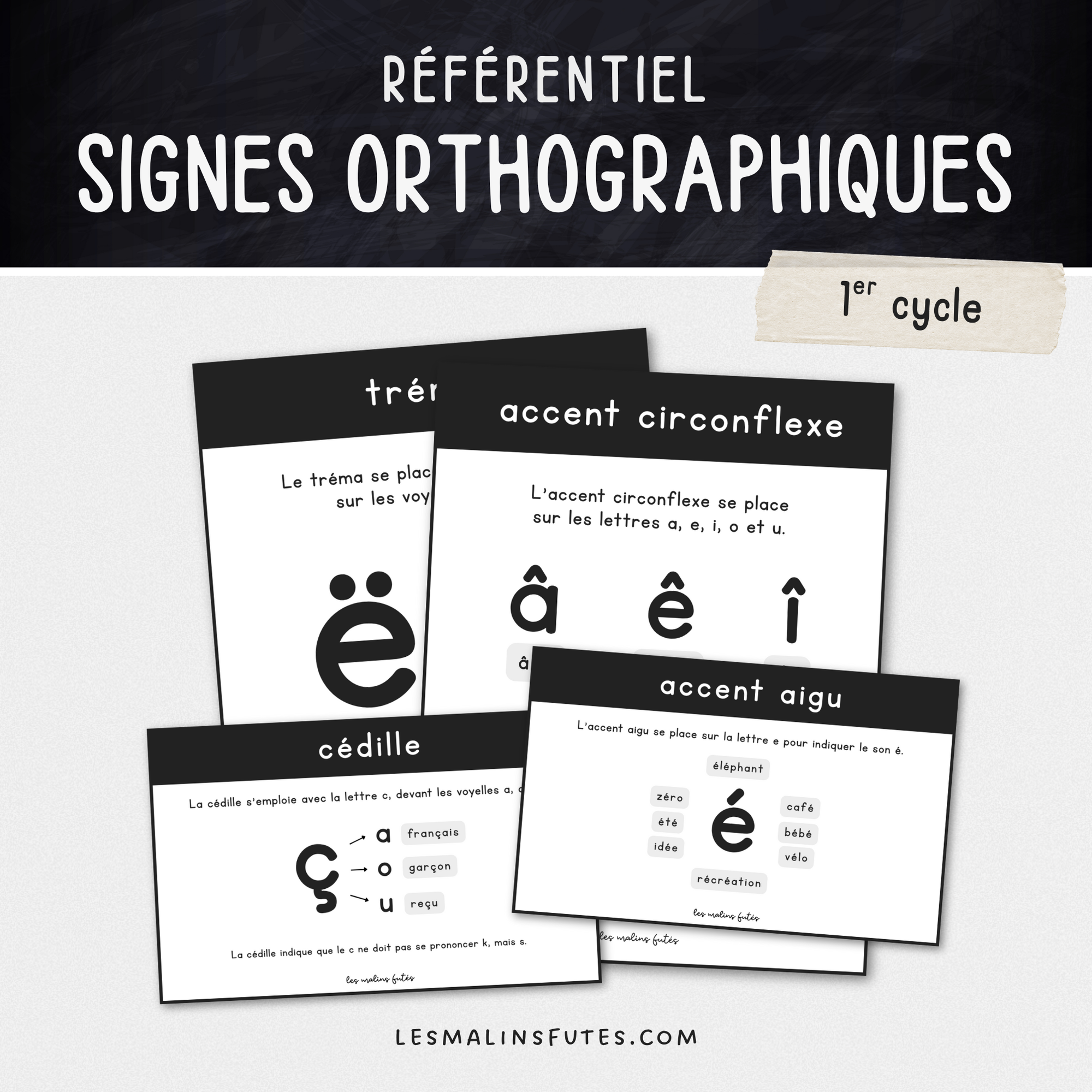 Affiches des signes orthographiques au 1er cycle. Les Malins Futés