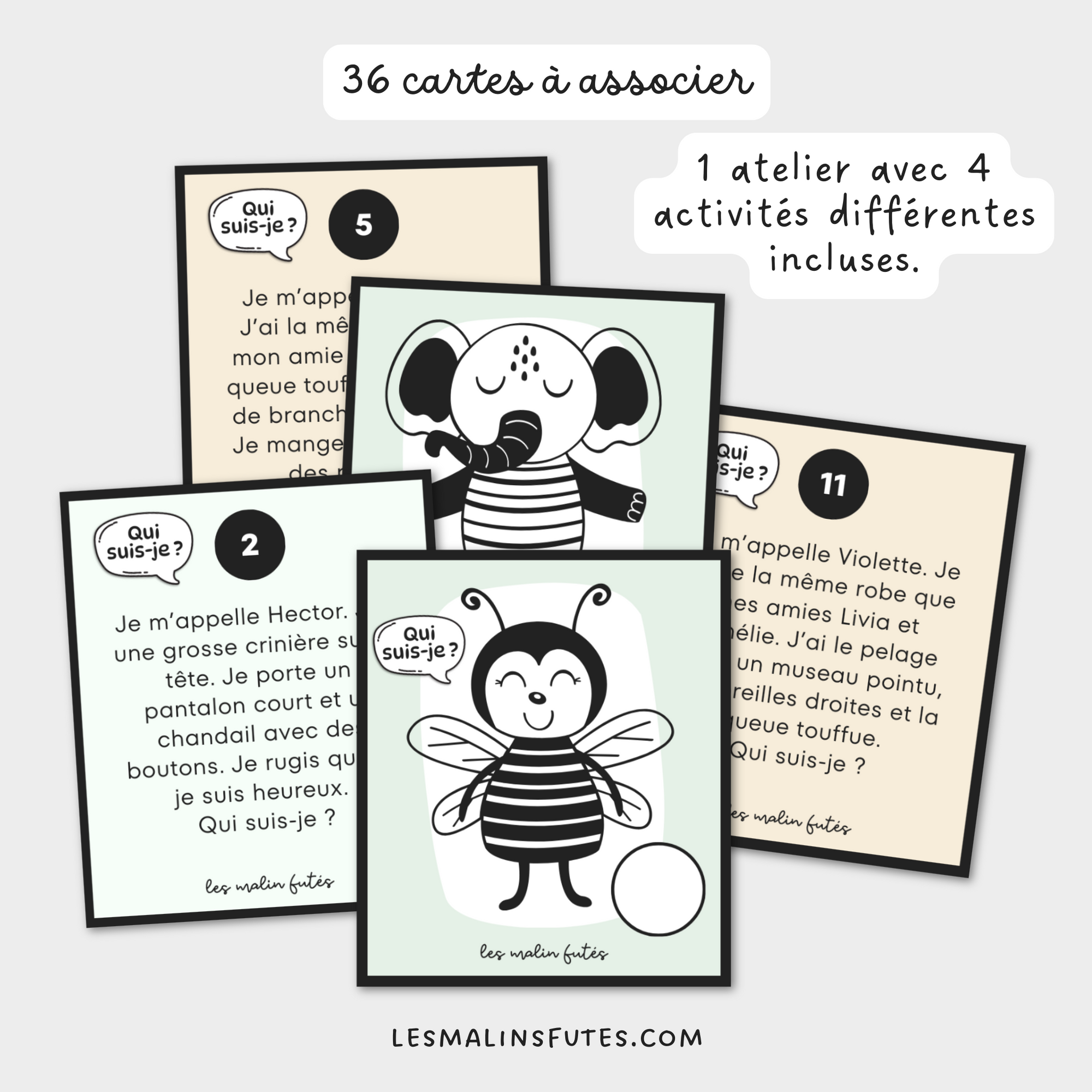 Qui suis-je ? Les animaux pour le 1er cycle. Lecture, écriture, compréhension de texte et inférence. Les Malins Futés