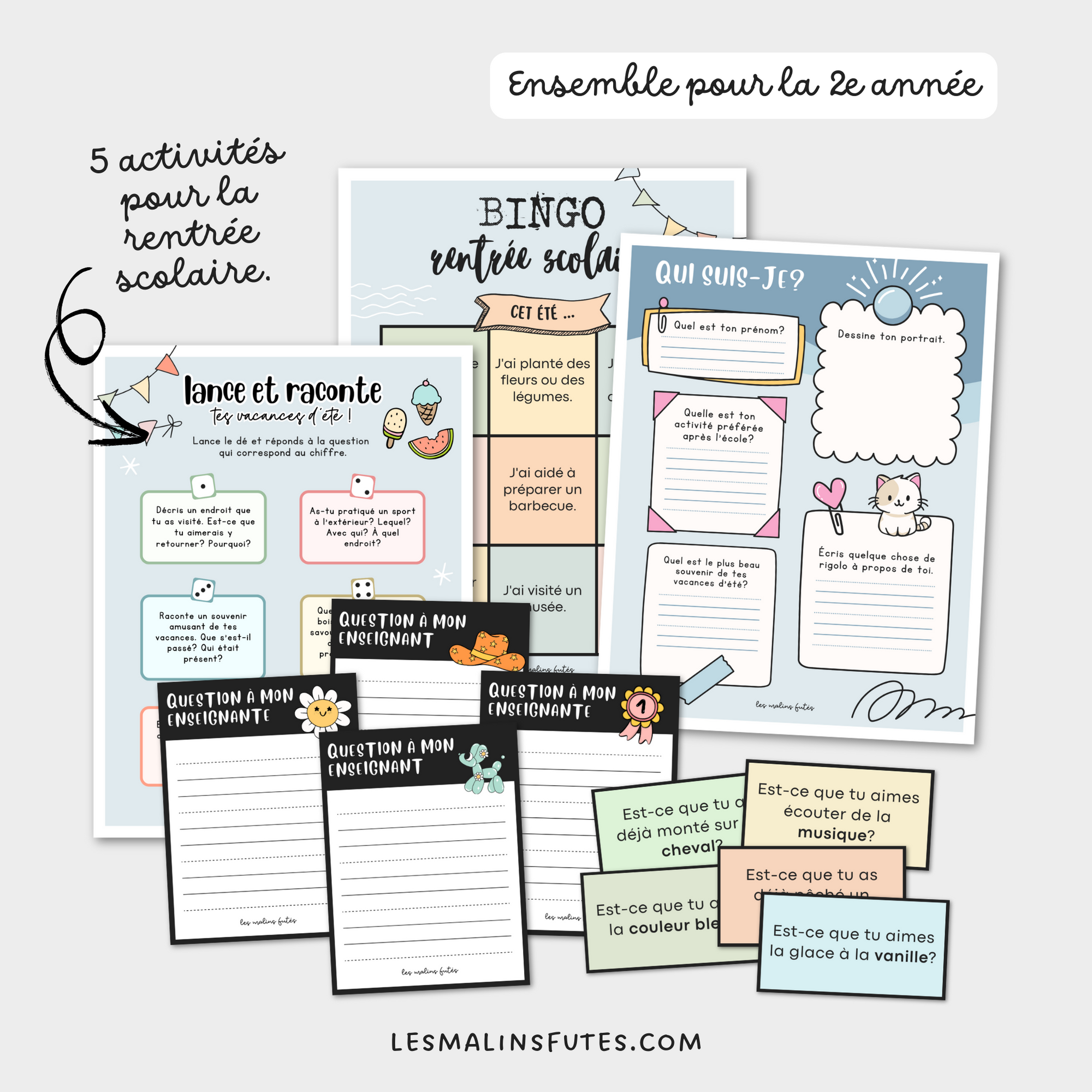 Ensemble pour la 2e année pour la rentrée scolaire. Les Malins Futés