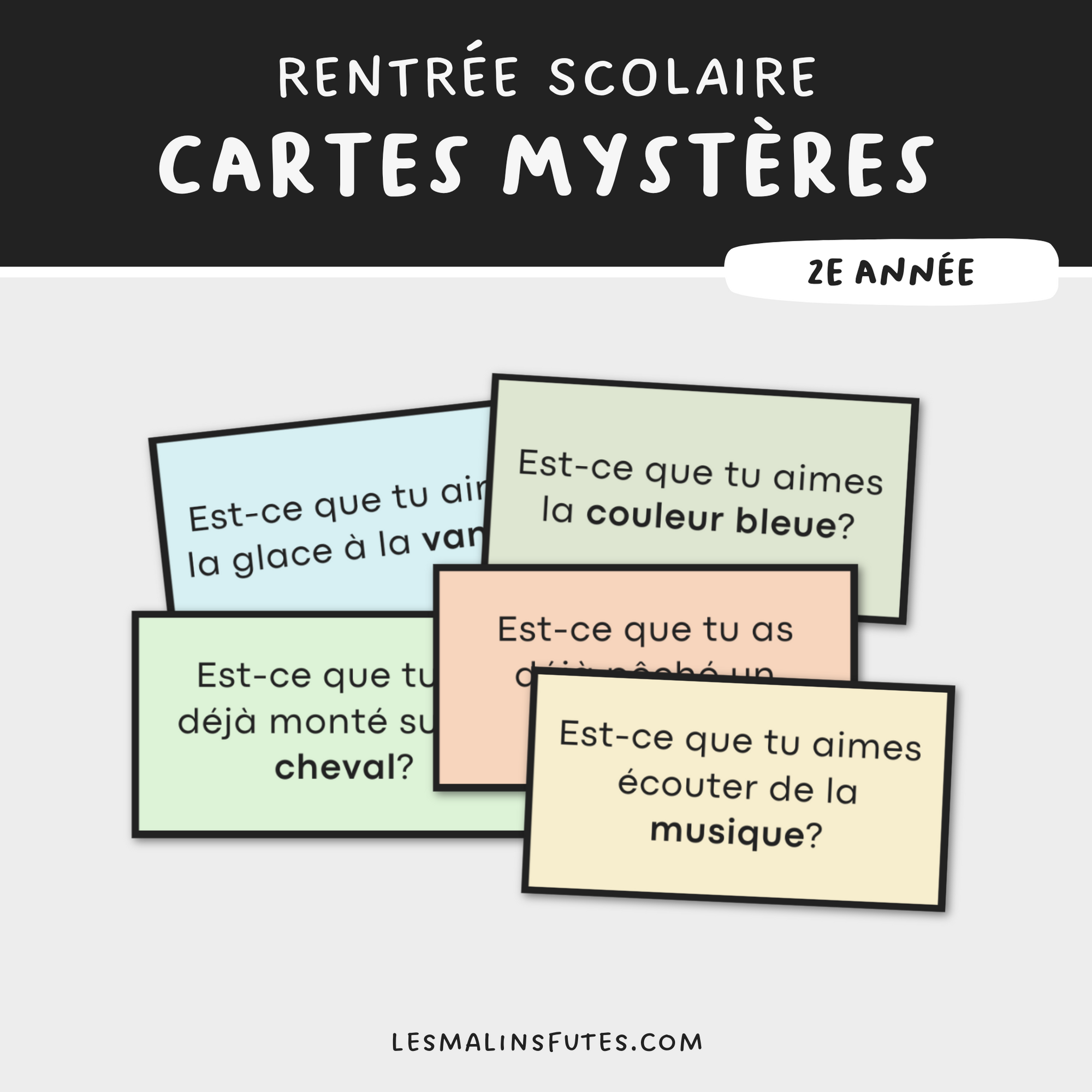 50 cartes mystères pour la 2e année à l&#39;occasion de la rentrée scolaire. Les Malins Futés