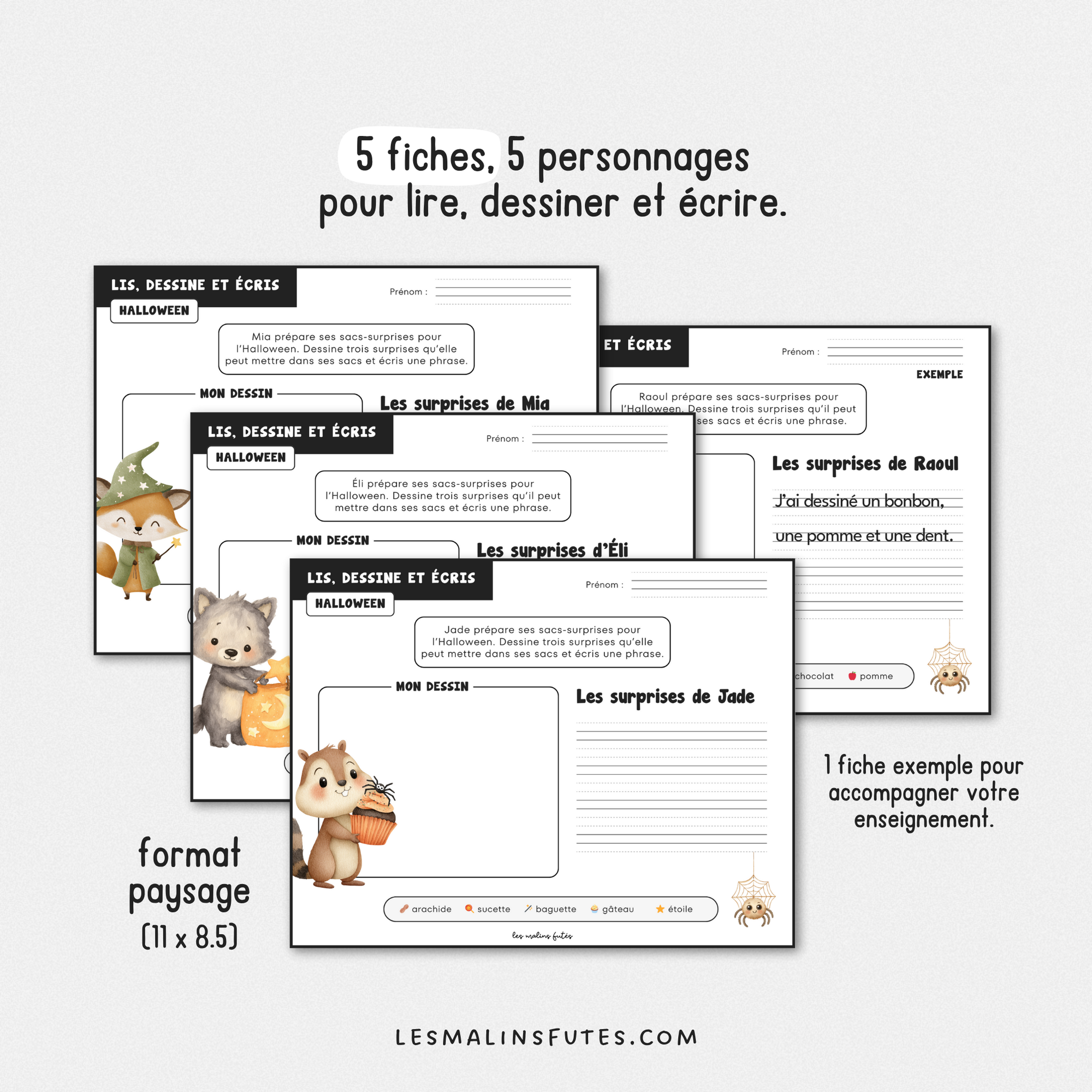 Lis, dessine et écris sur le thème de l'Halloween pour la 2e année. Les Malins Futés