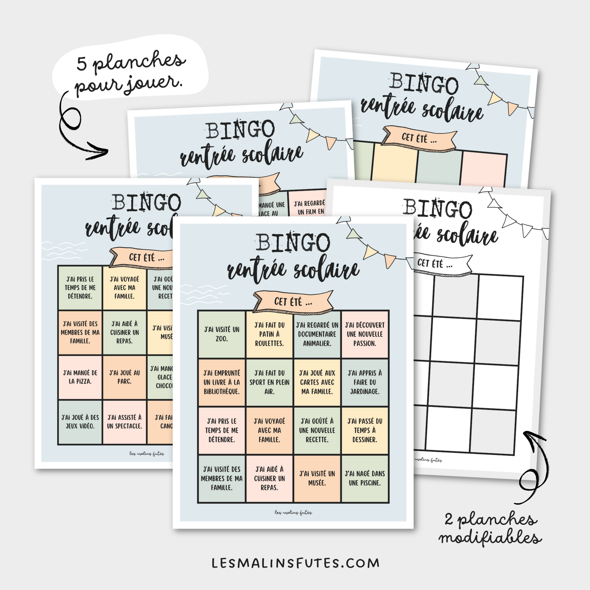 Bingo pour la rentrée scolaire pour le 2e cycle. Les Malins Futés