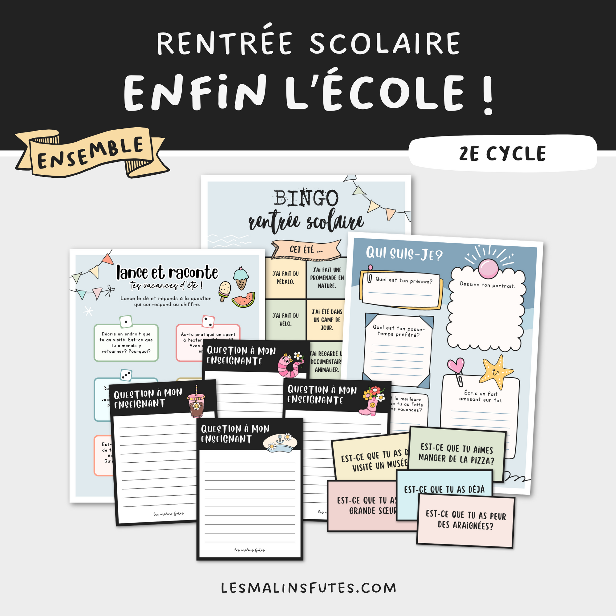 Ensemble pour le 2e cycle pour la rentrée scolaire. Les Malins Futés