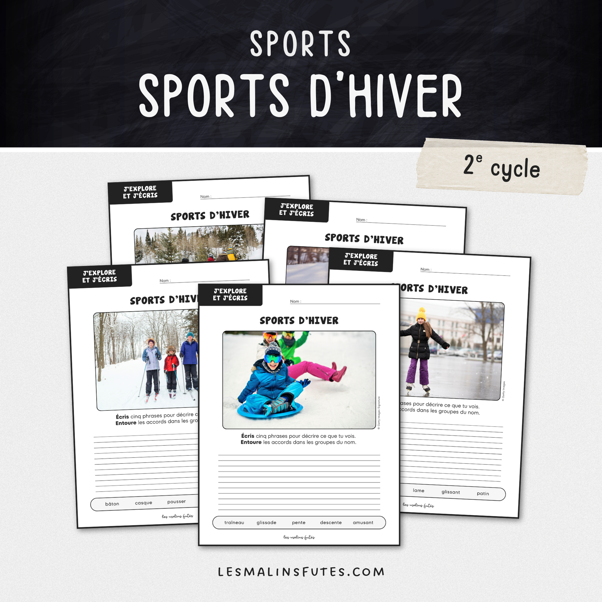 Écriture : Sports d&#39;hiver - 2e cycle. Les Malins Futés