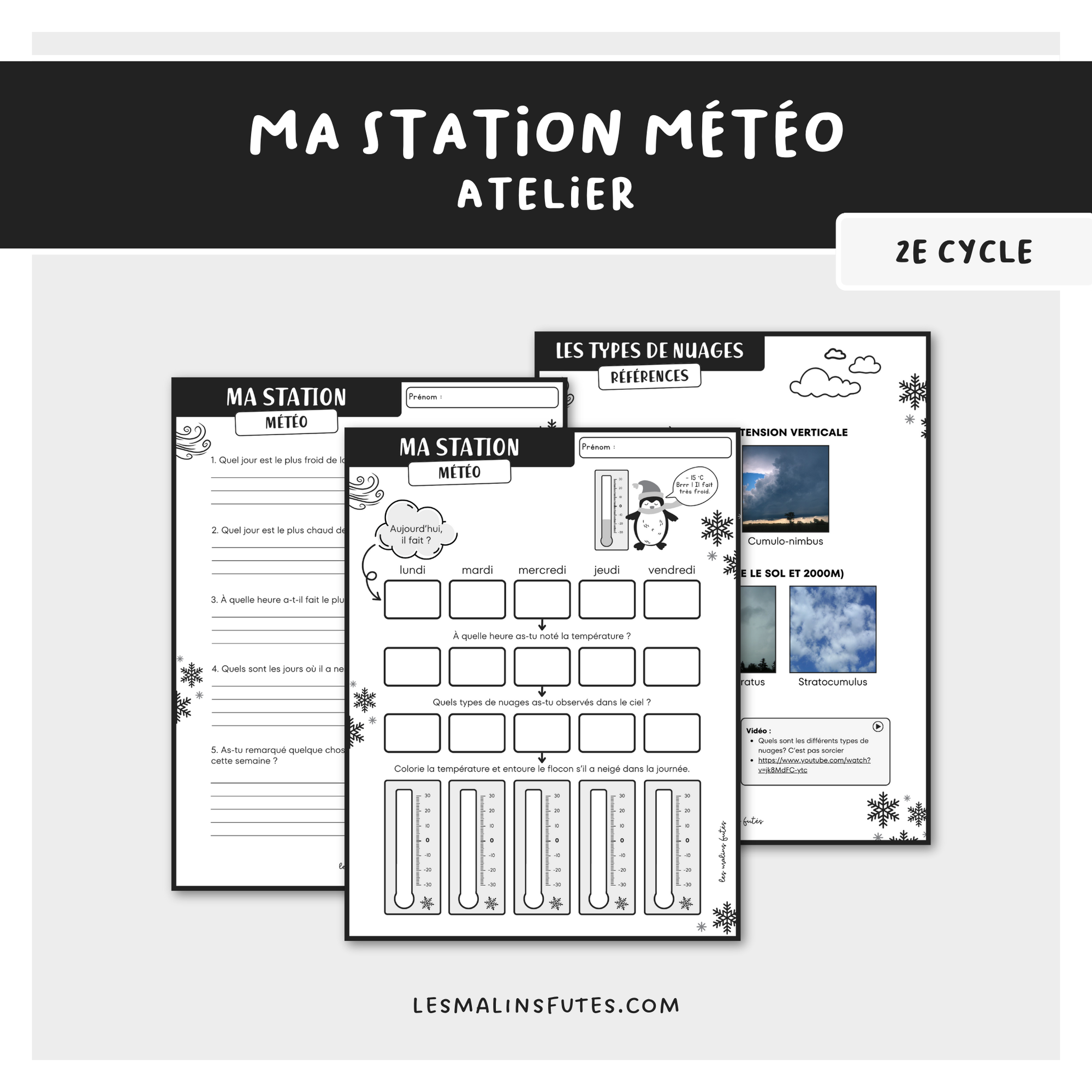 Atelier sur la météo et les types de nuages pour le 2e cycle. Les Malins Futés