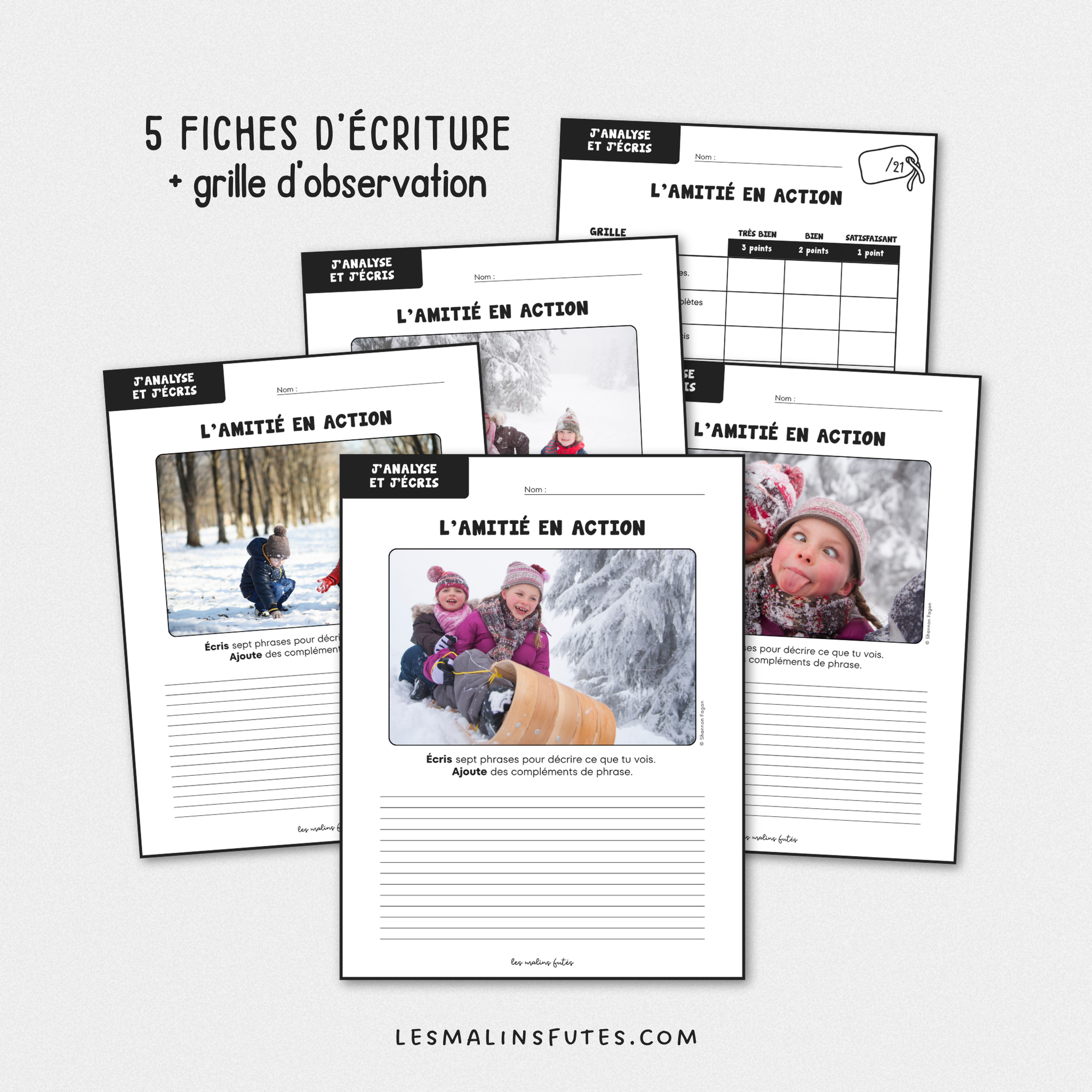 Écriture - L&#39;amitié en action - 3e cycle. Les Malins Futés