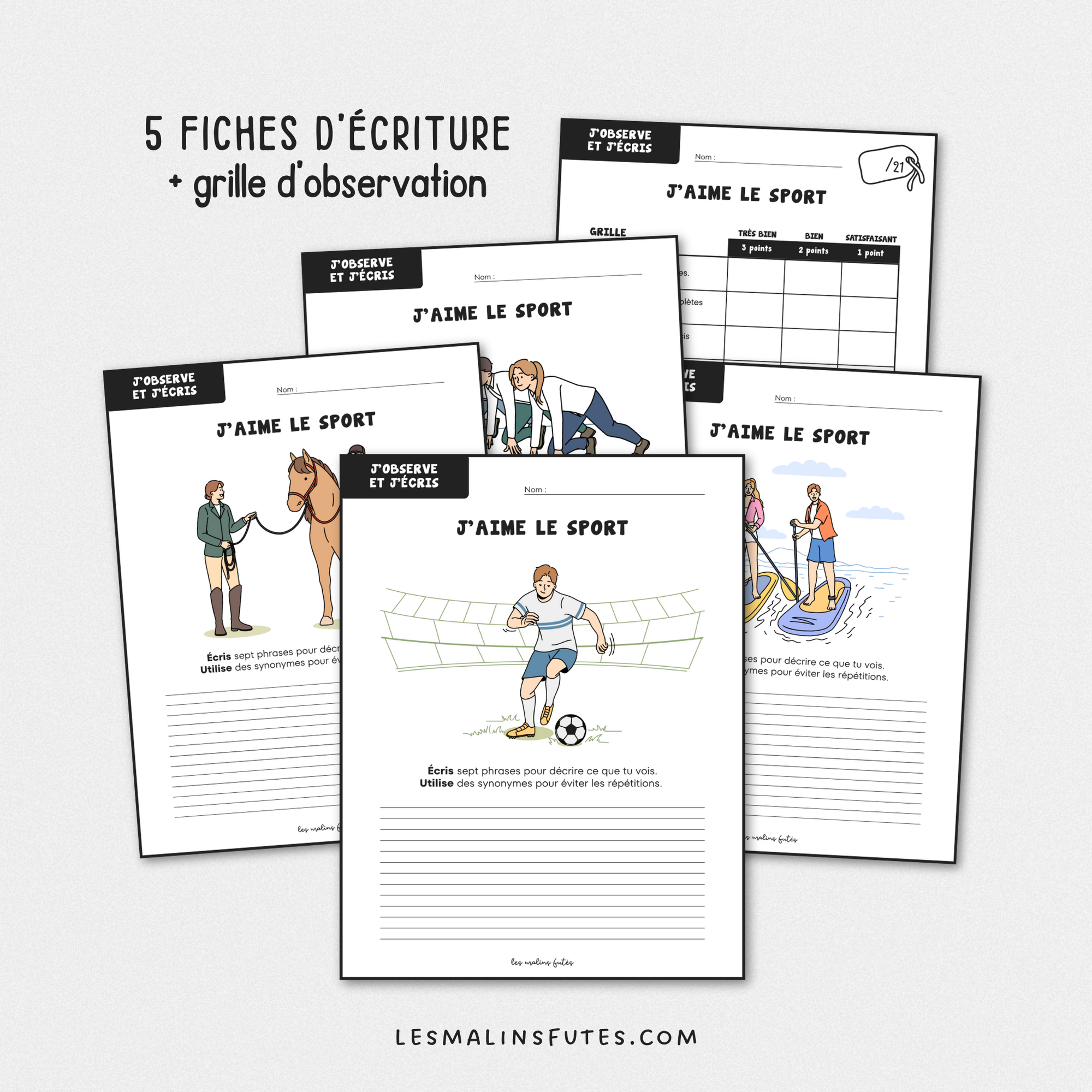 Écriture : J&#39;aime le sport - 3e cycle. Les Malins Futés