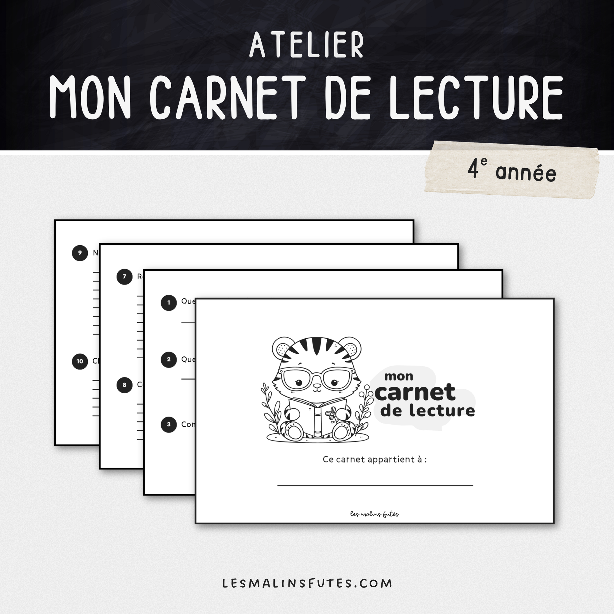 Carnet de lecture pour la 4e année. Les Malins Futés