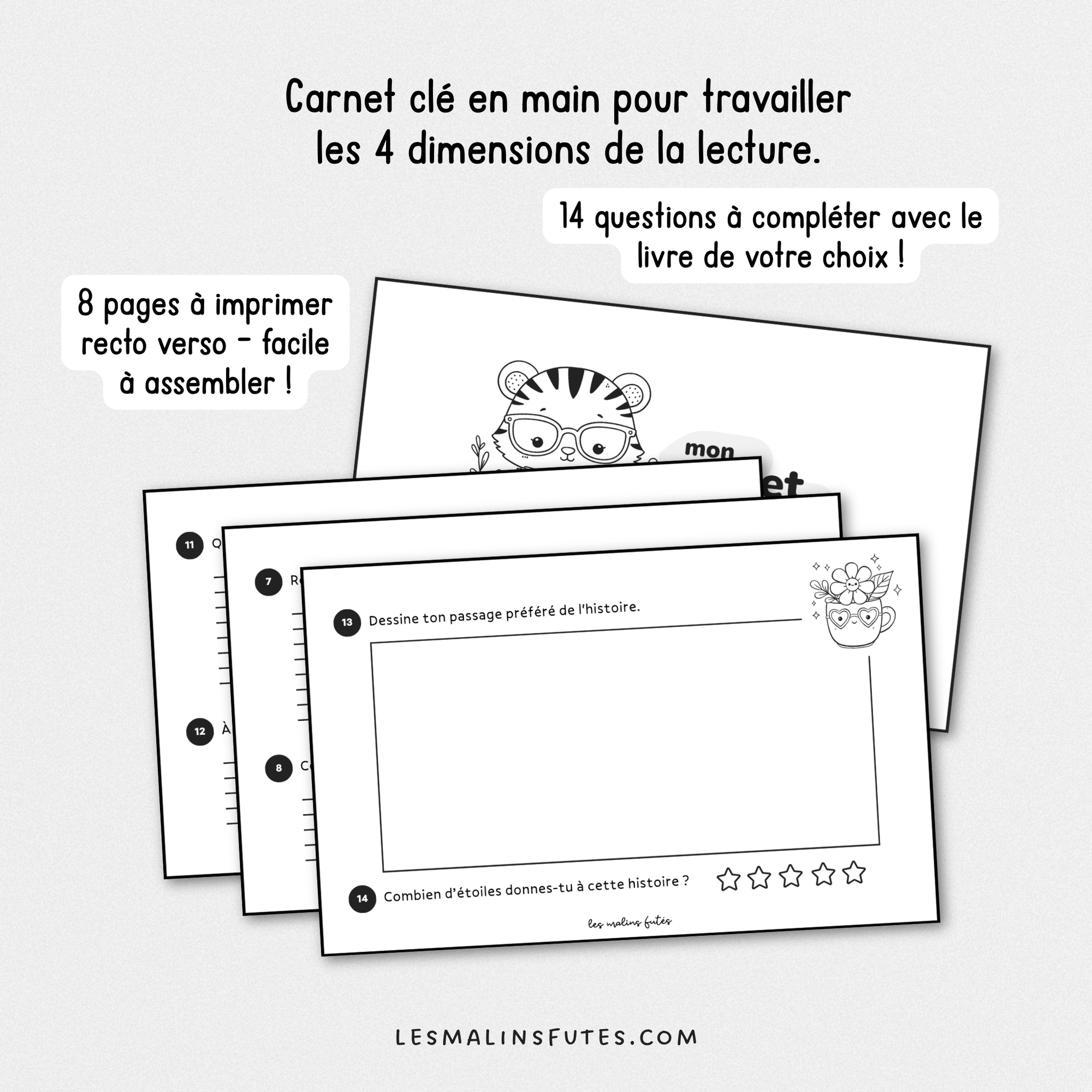 Carnet de lecture pour la 4e année. Les Malins Futés