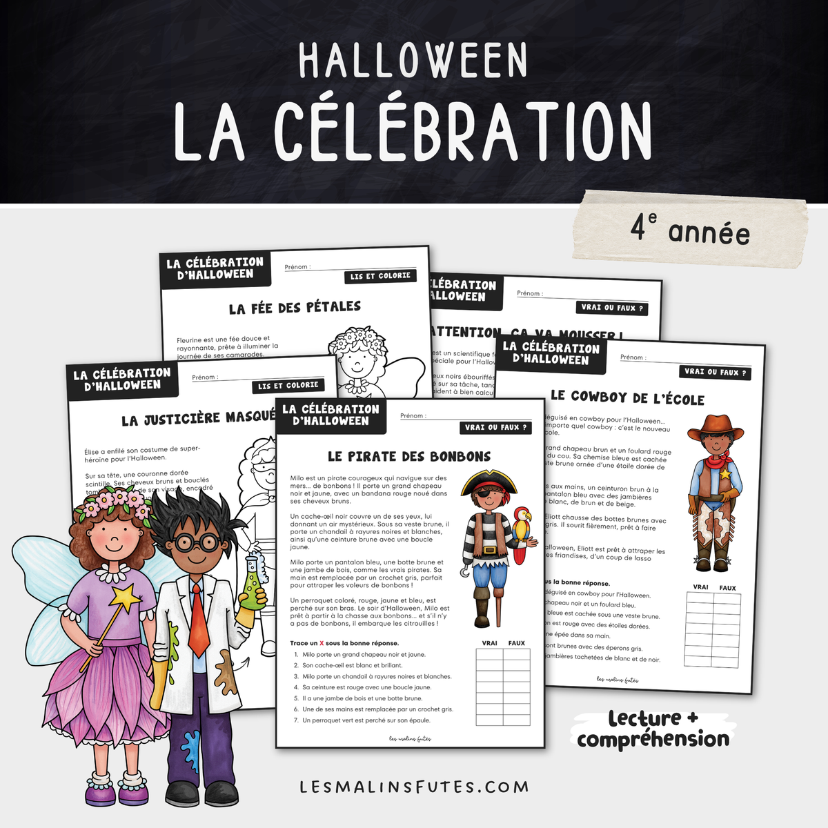 Illustrations de la ressource pédagogique La célébration d'Halloween pour la 4e année. Les Malins Futés