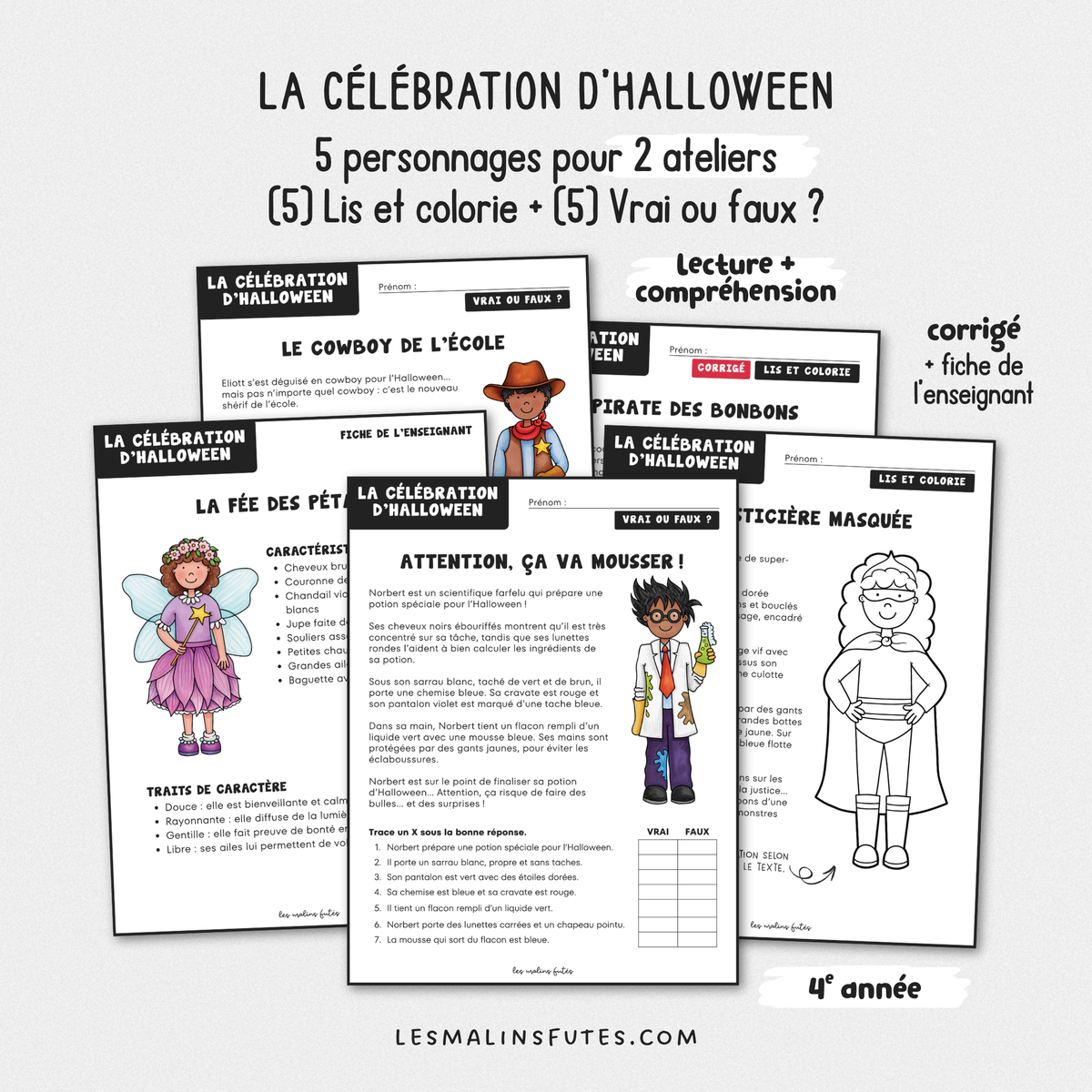 Illustrations de la ressource pédagogique La célébration d'Halloween pour la 4e année. Les Malins Futés