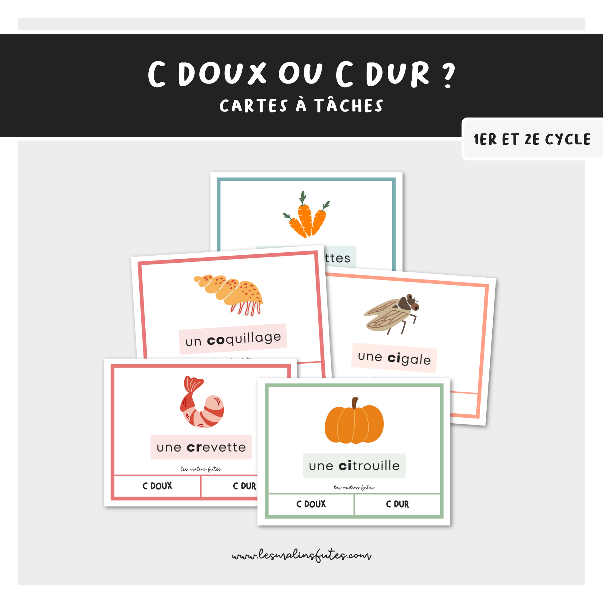 Cartes à tâches C doux et C dur. Les Malins Futés