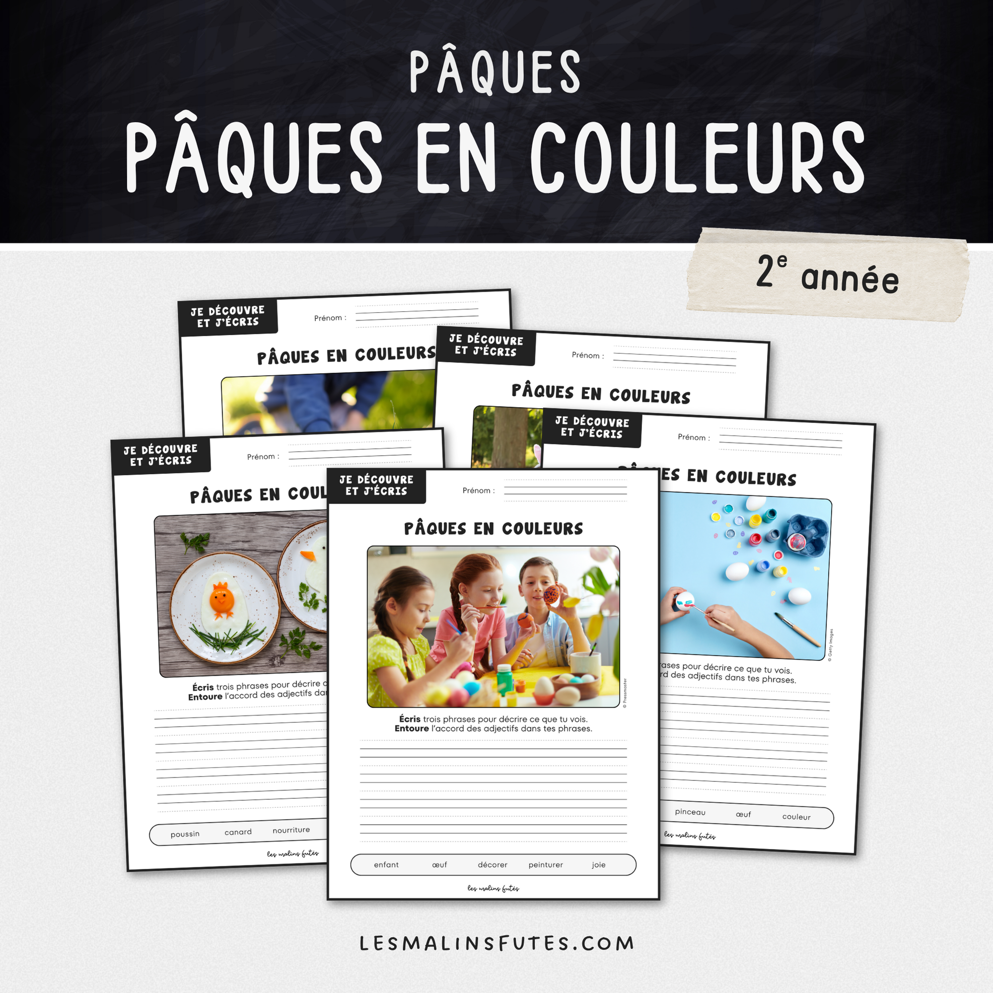Je découvre et j&#39;écris : Pâques en couleurs - 2e année. Les Malins Futés