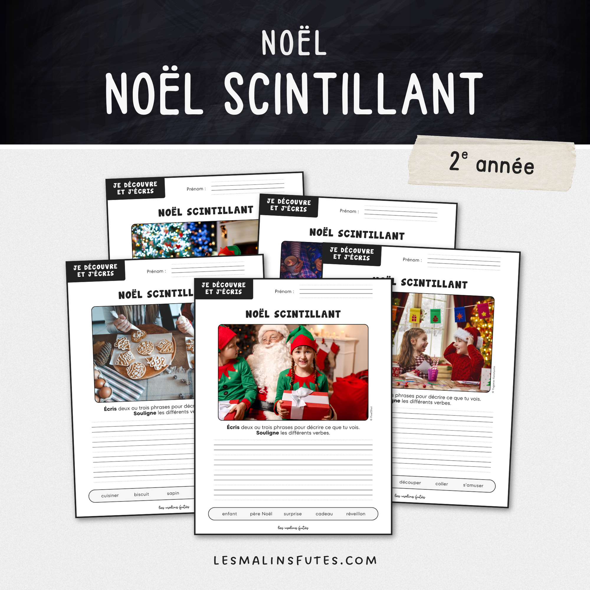 Je découvre et j'écris : Noël scintillant - 2e année. Les Malins Futés