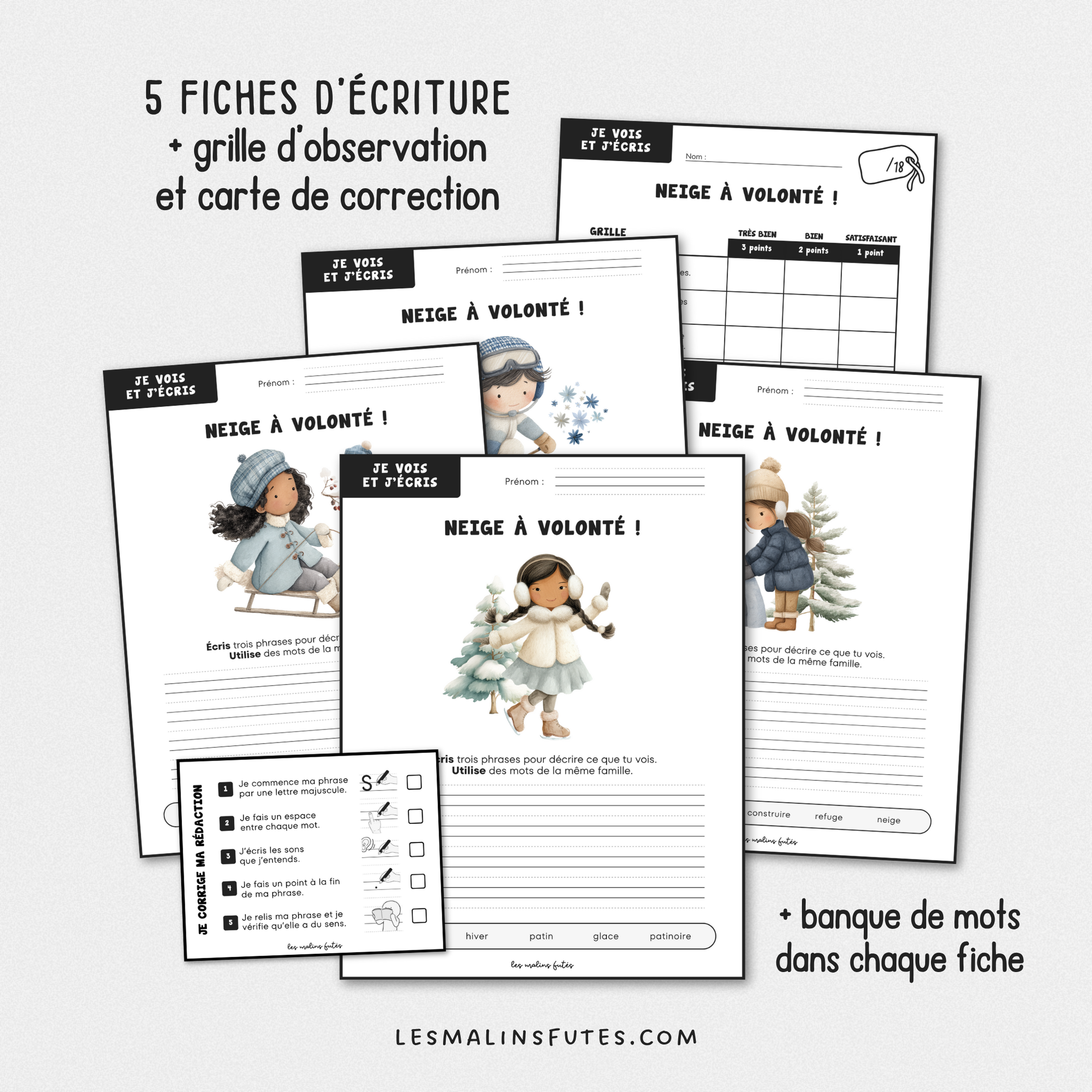 Je vois et j&#39;écris : Neige à volonté ! 2e année - Les Malins Futés