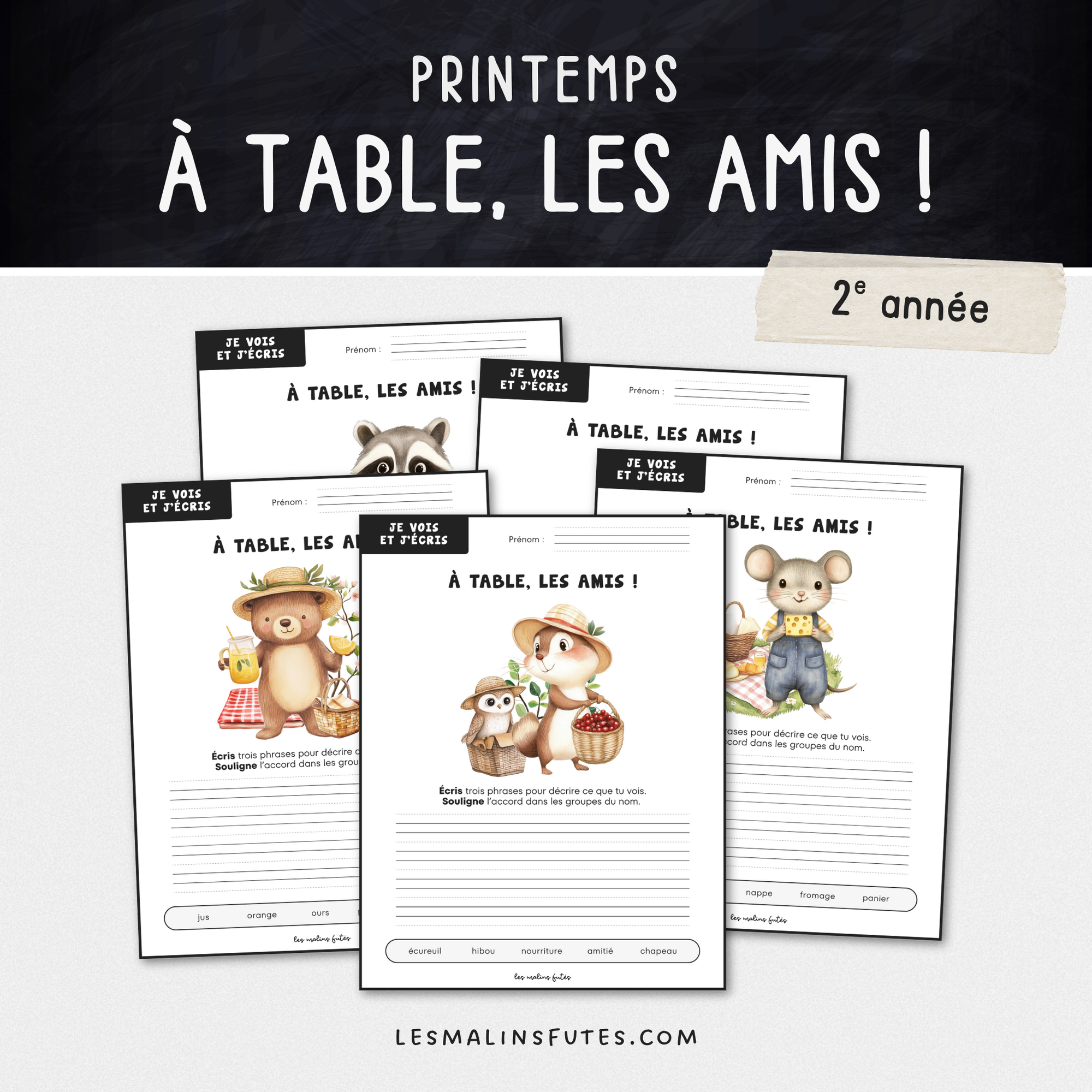 Je vois et j&#39;écris : À table, les amis ! 2e année. Les Malins Futés