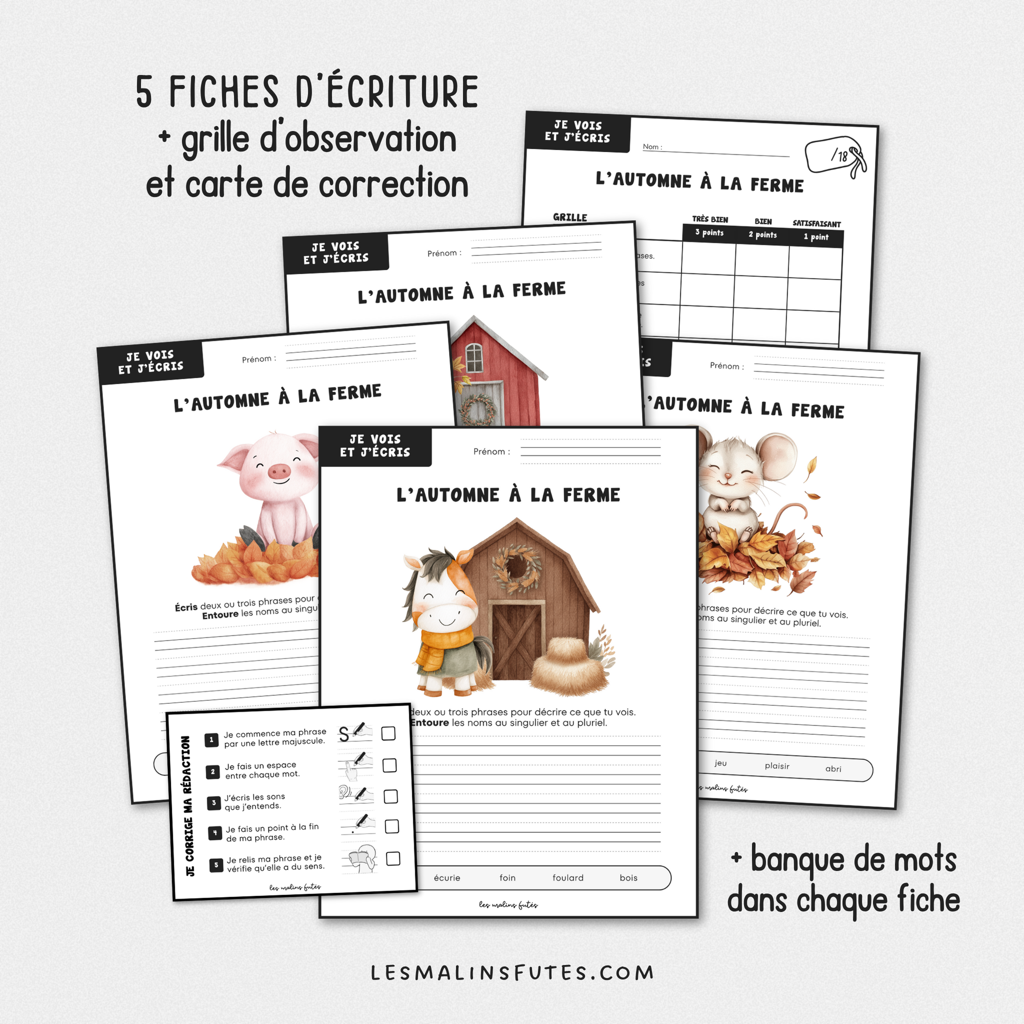 Je vois et j'écris : L'automne à la ferme - 2e année. Les Malins Futés