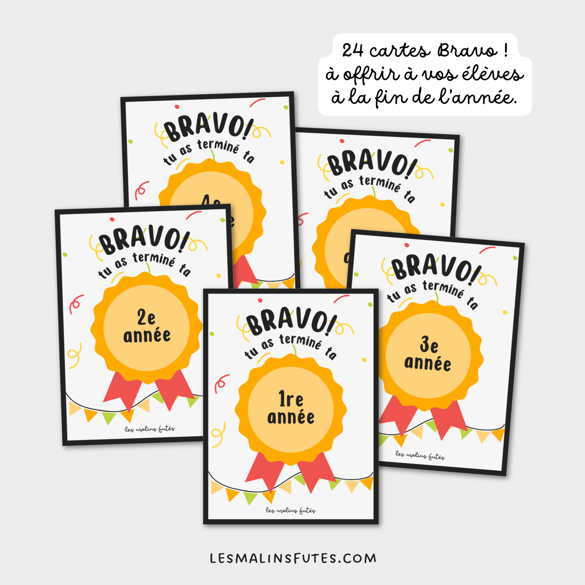 Cartes médaille - Bravo ! Tu as terminé... Les Malins Futés