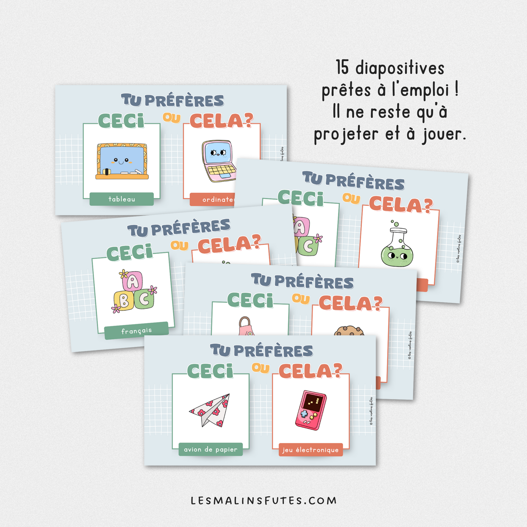 Jeu Ceci ou cela ? sur TNI pour la rentrée scolaire. Les Malins Futés