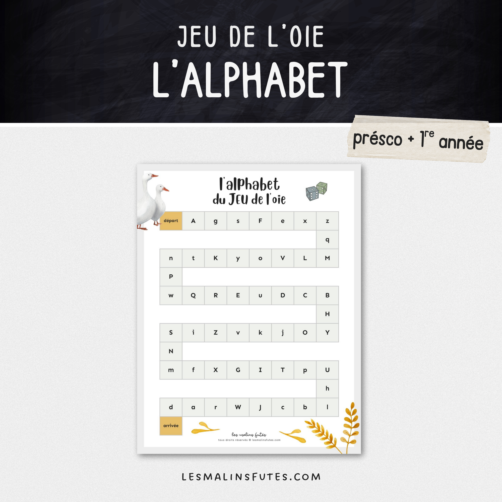 L'alphabet du jeu de l'oie - Les Malins Futés