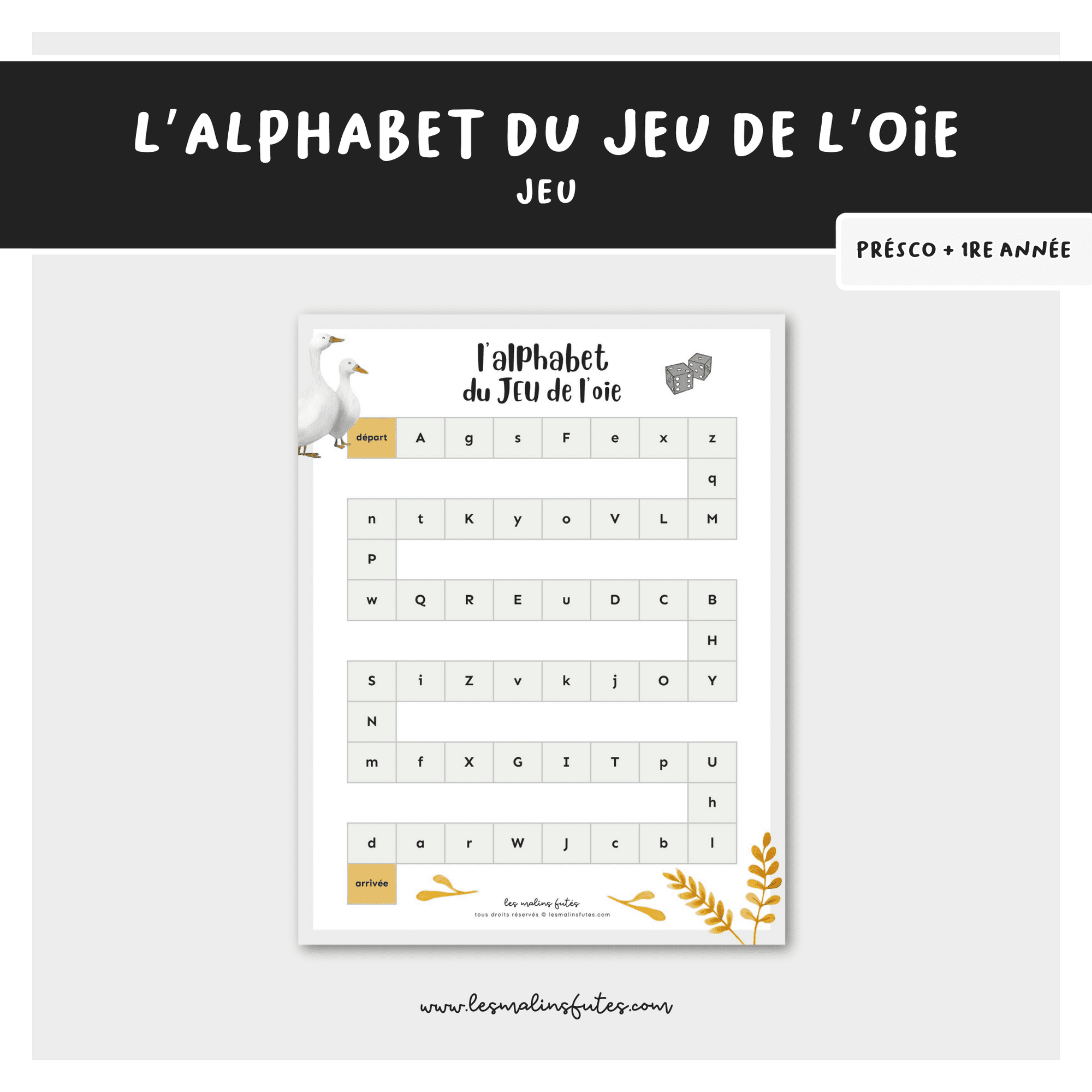 L&#39;alphabet du jeu de l&#39;oie - Les Malins Futés