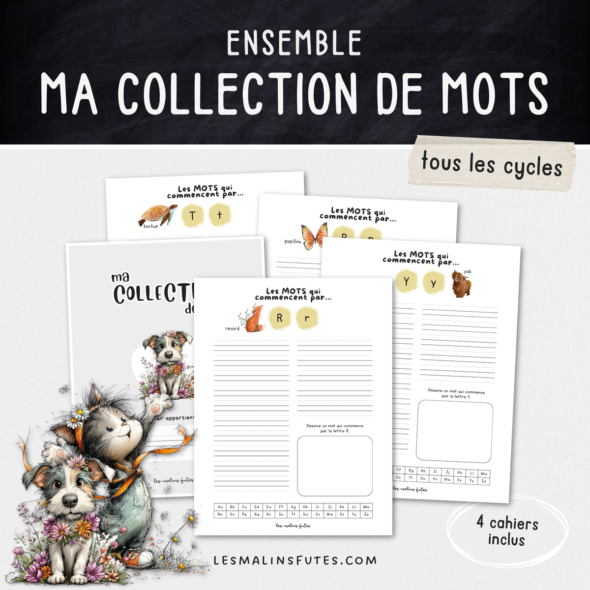 Illustrations de l'ensemble Ma collection de mots pour tous les cycles. Les Malins Futés