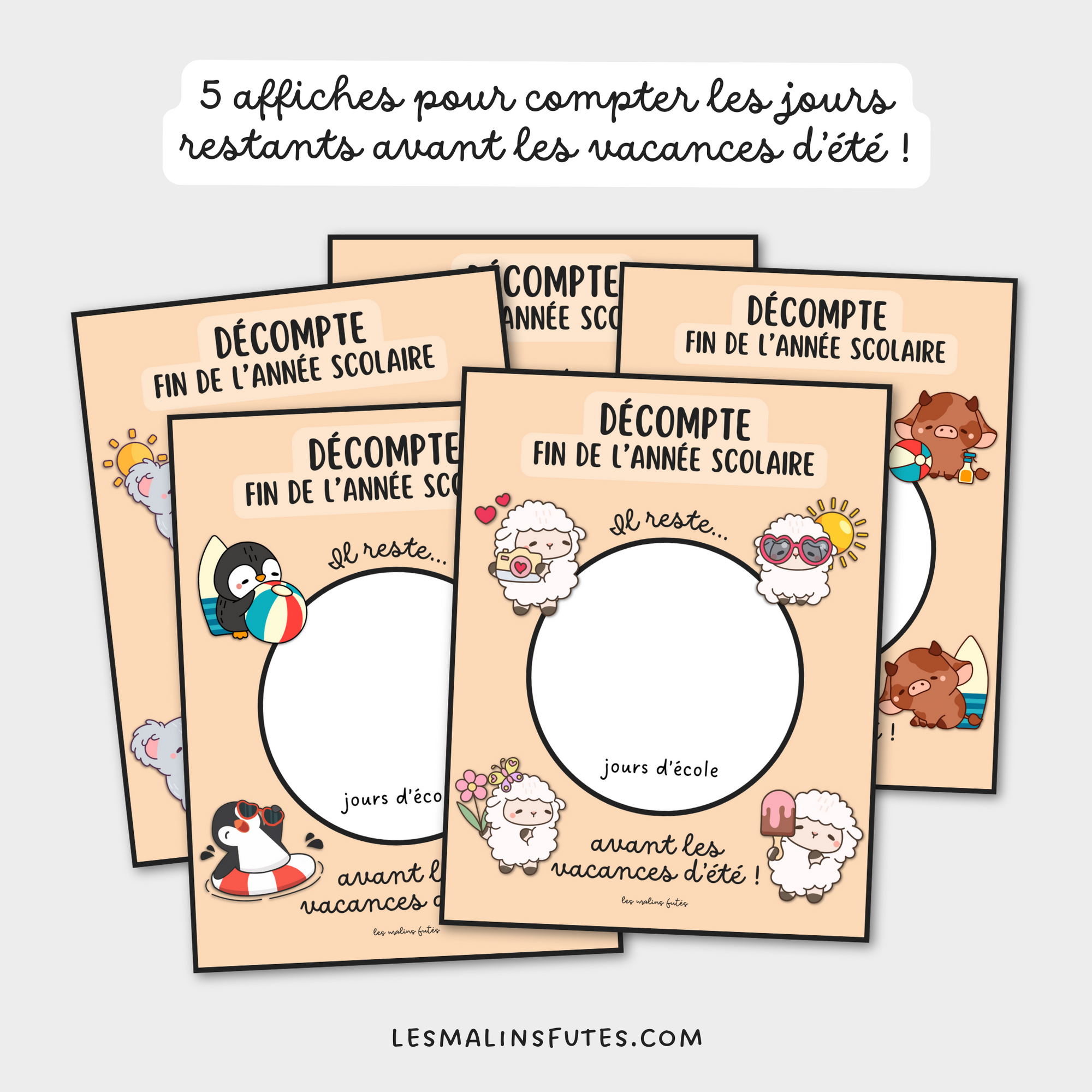 Décompte pour la fin de l'année scolaire avant les vacances d'été. Les Malins Futés