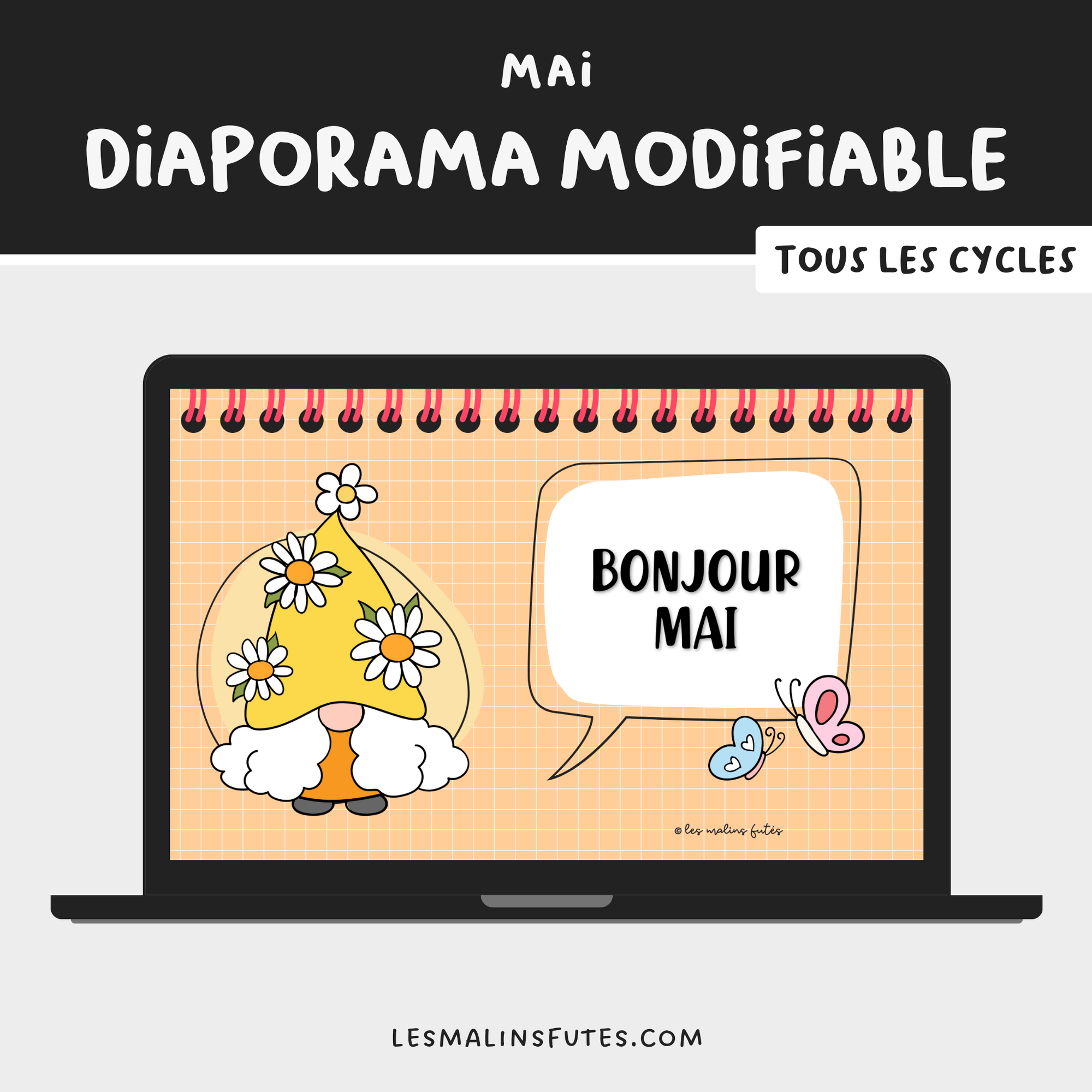 Pour tous les cycles, diaporamas modifiables pour mai et le printemps. Les Malins Futés