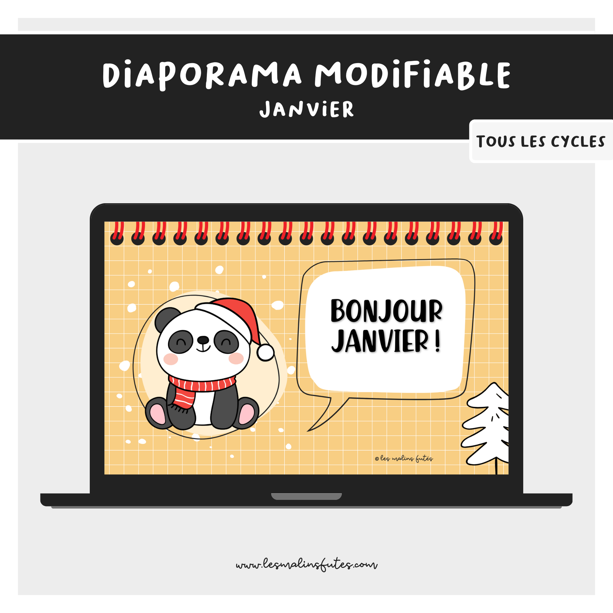 Diaporama modifiable de janvier. Les Malins Futés