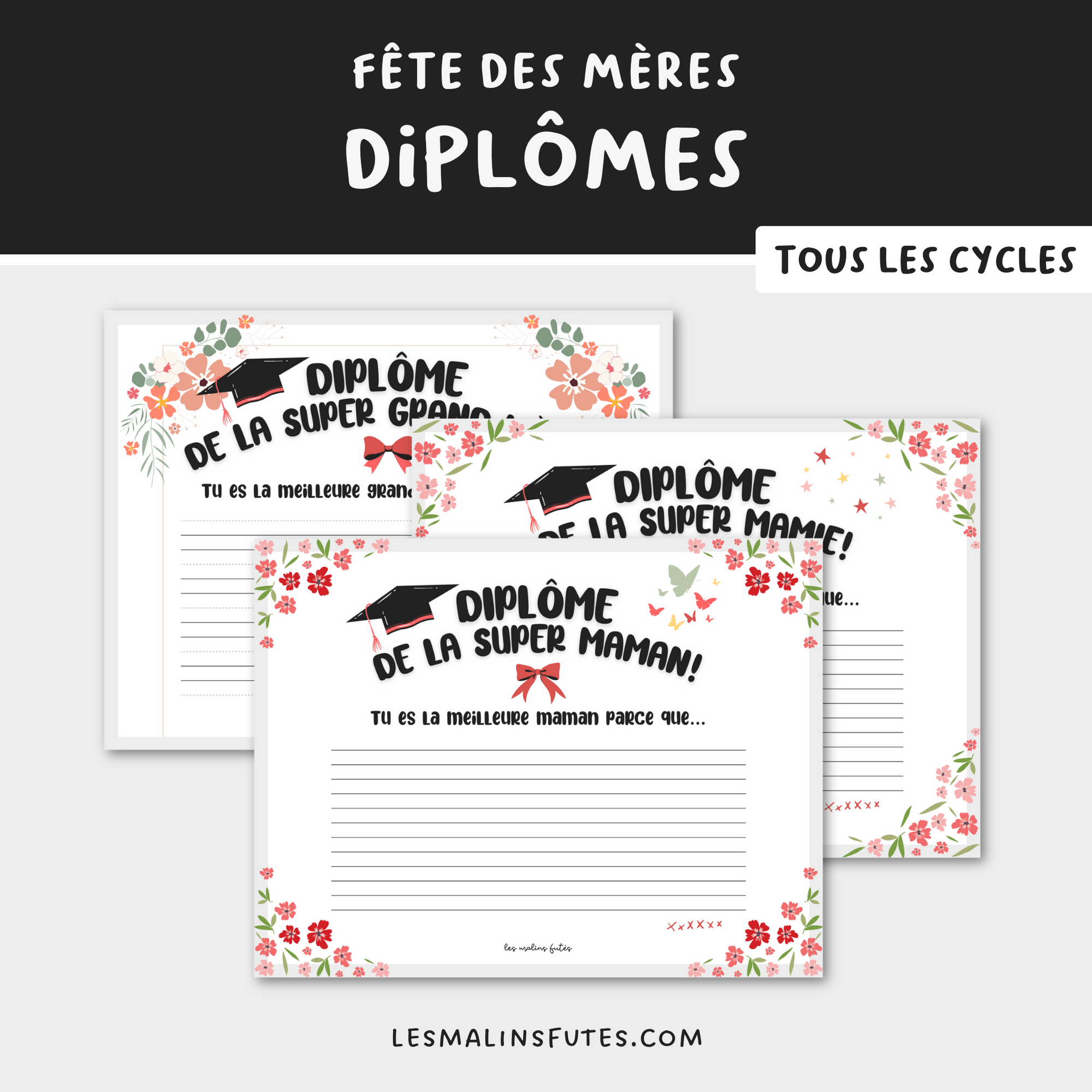 Diplômes fête des mères. Les Malins Futés