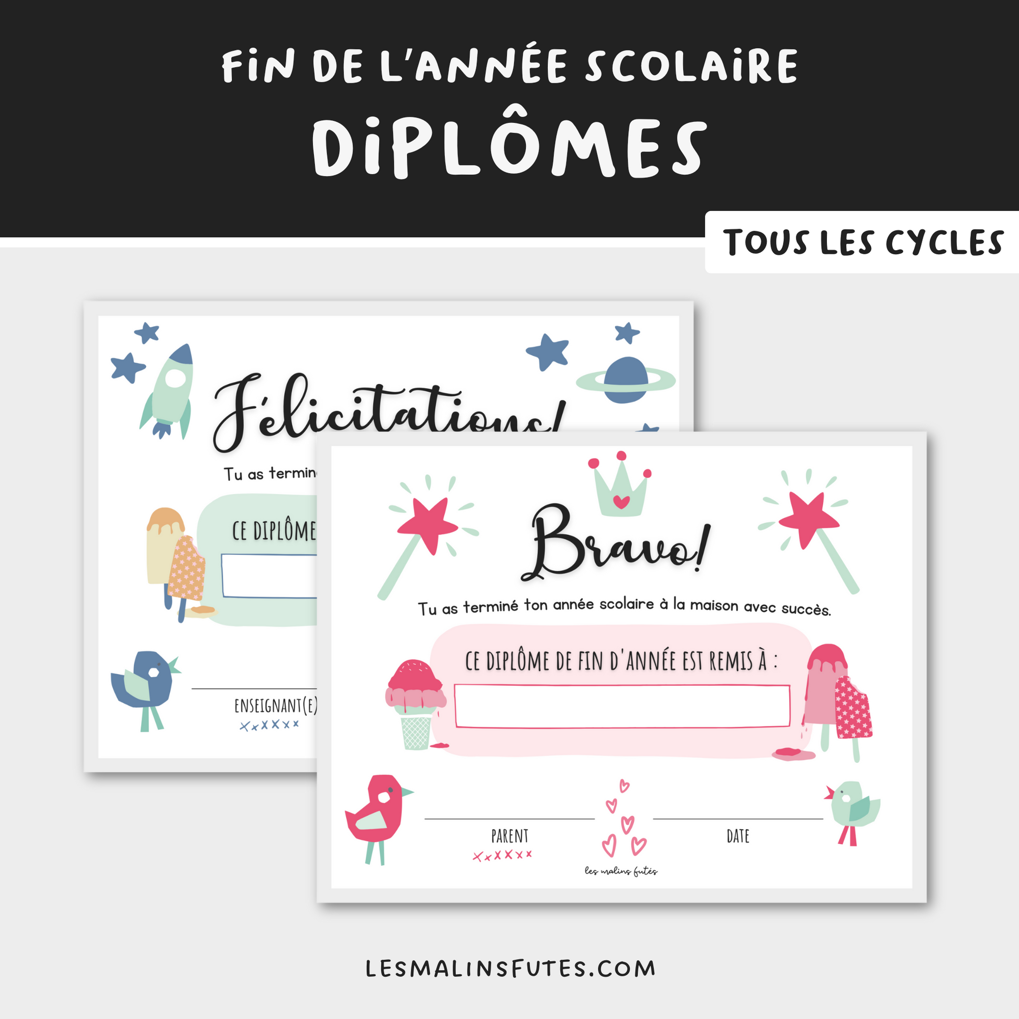 Diplômes de fin d'année. Les Malins Futés