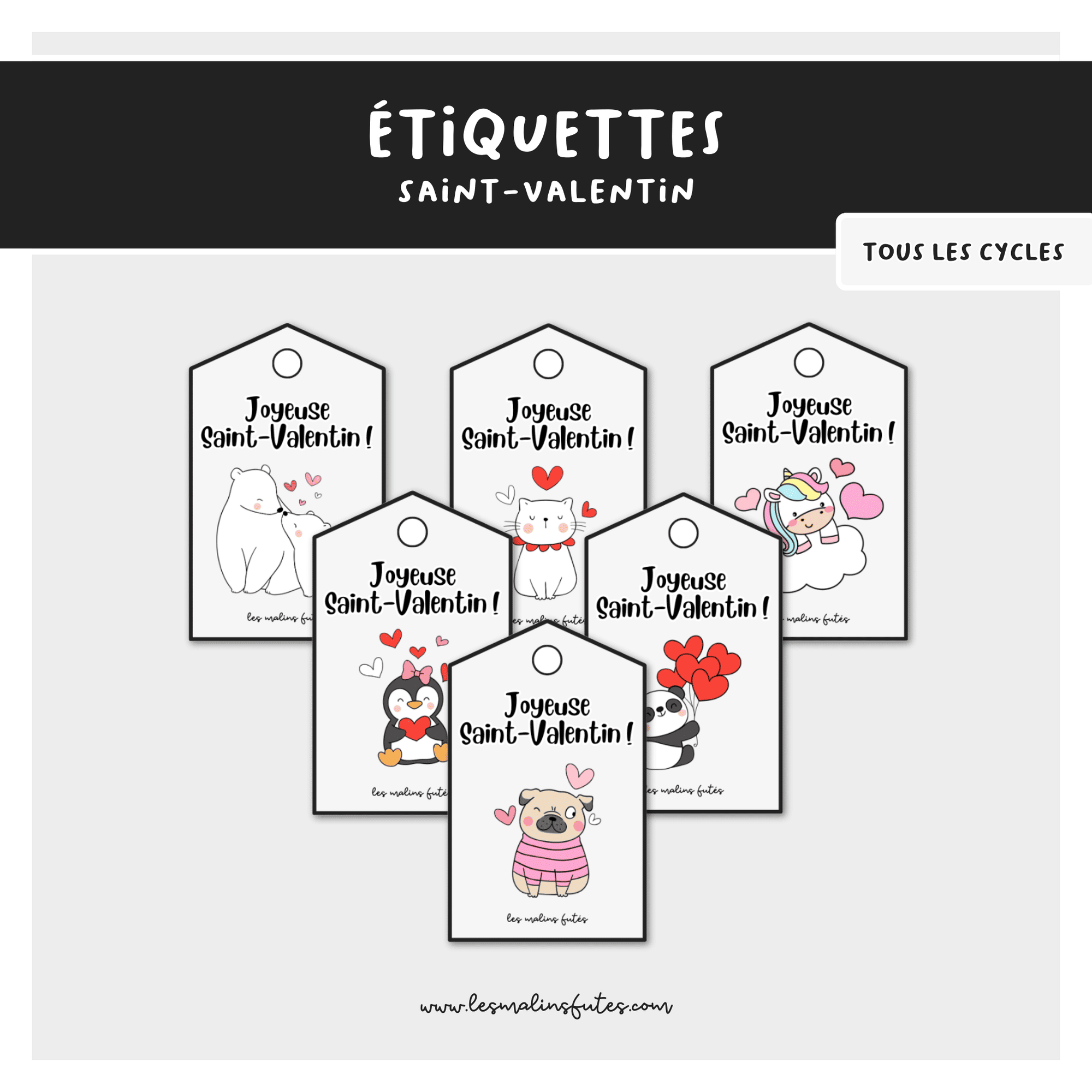 Mes étiquettes pour la Saint-Valentin. Les Malins Futés