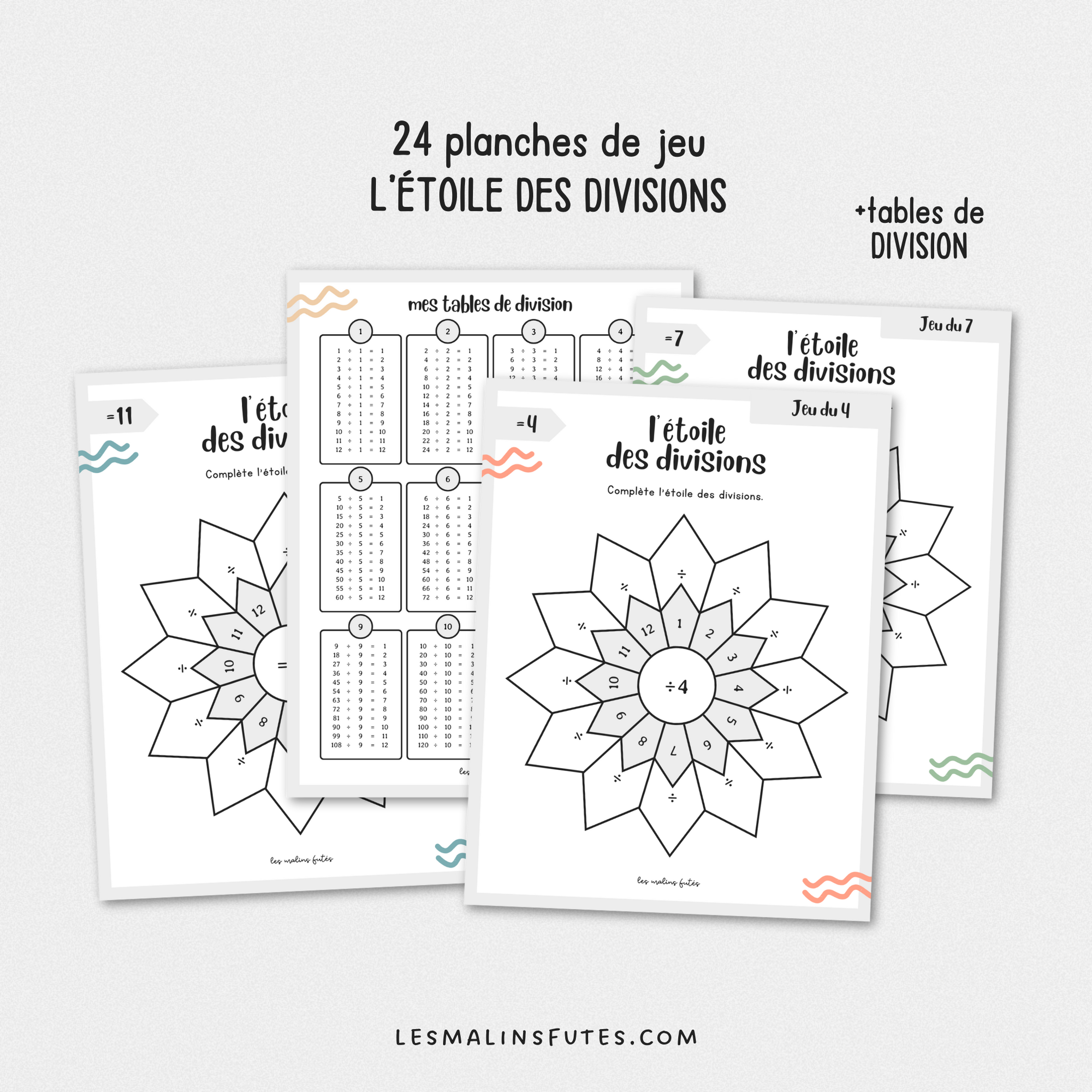 Ensemble complet L'étoile des opérations mathématiques pour tous les cycles du primaire. Les Malins Futés