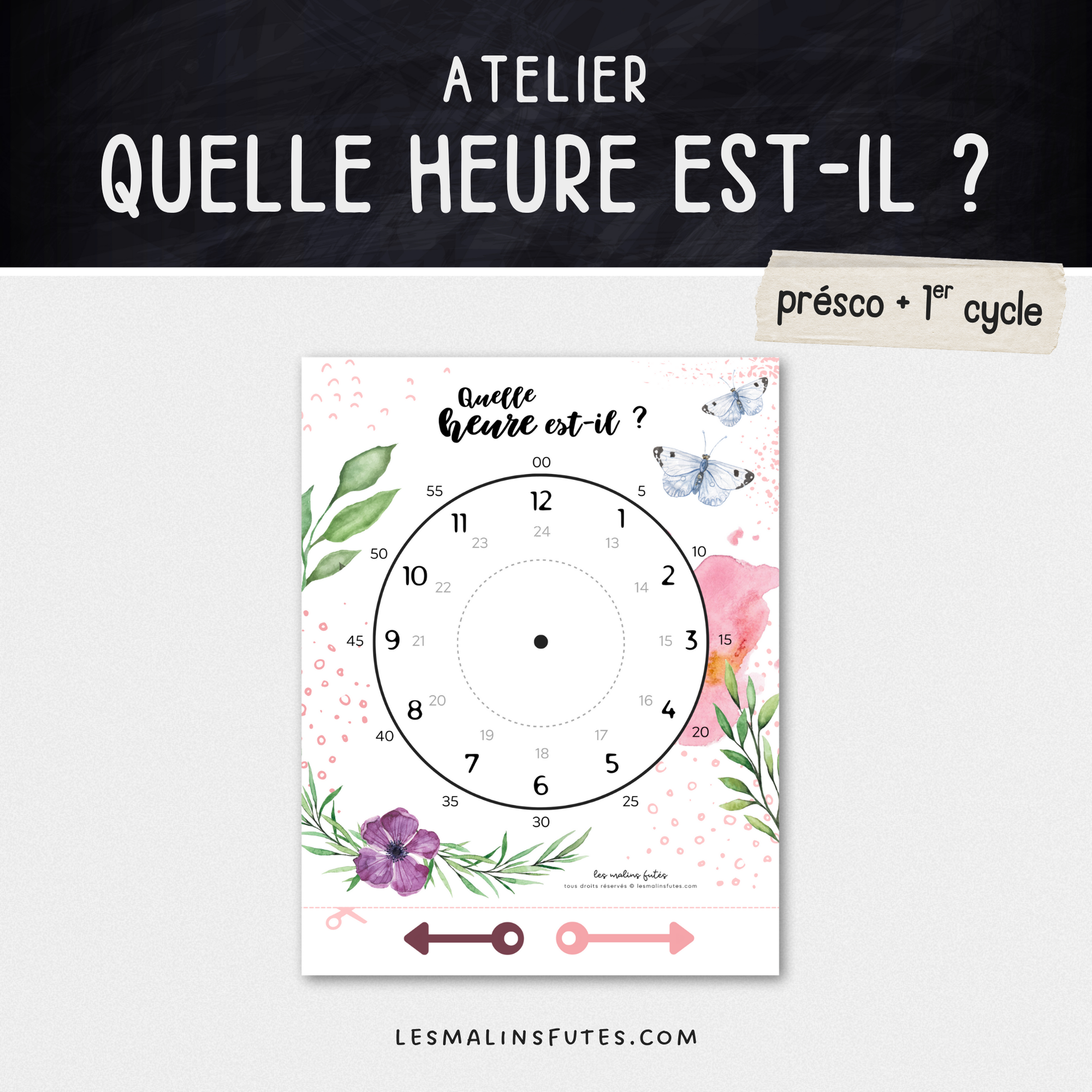Quelle heure est-il ? Apprentissage de l'heure - Les Malins Futés