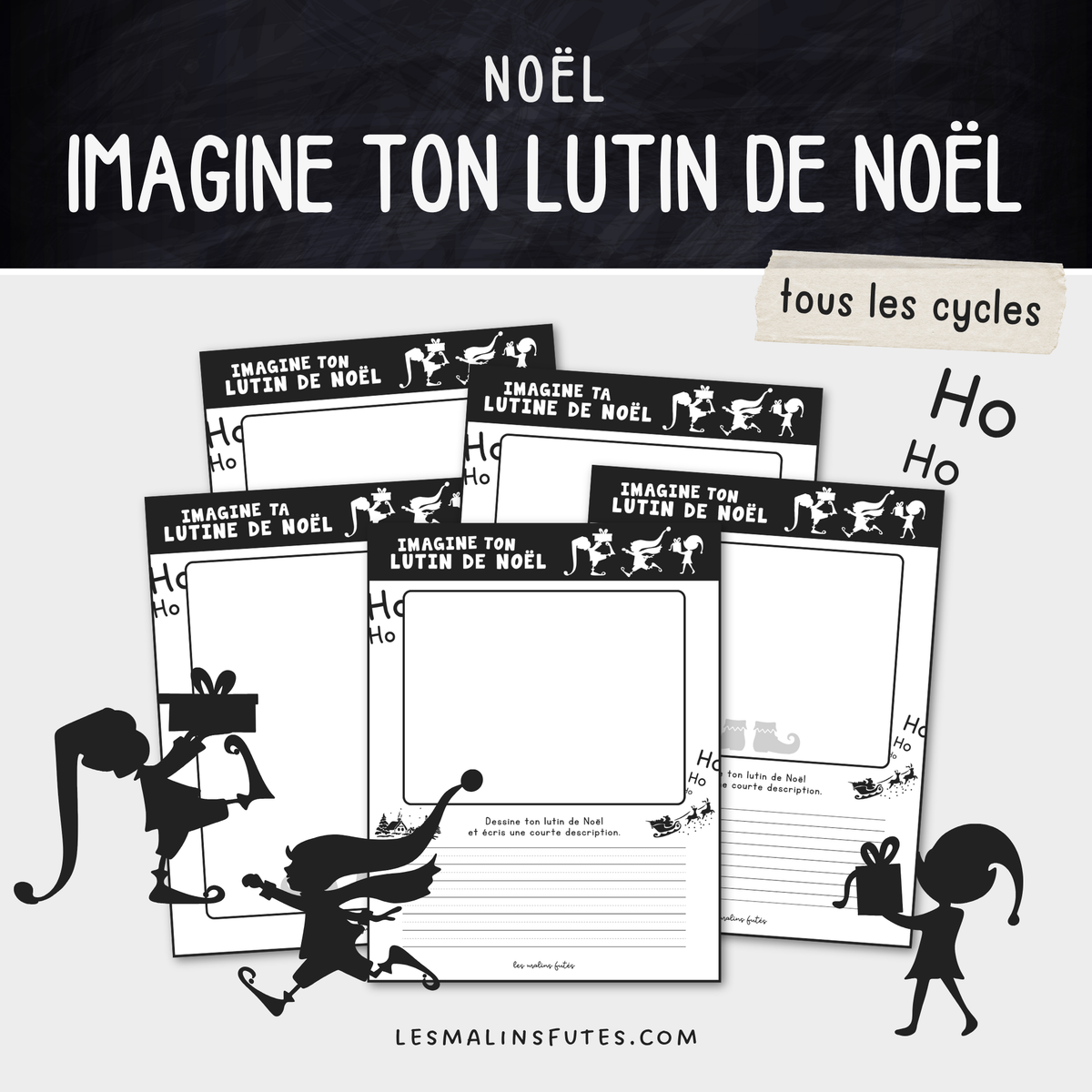 Illustrations des modèles pour la ressource Imagine ton lutin de Noël. Les Malins Futés