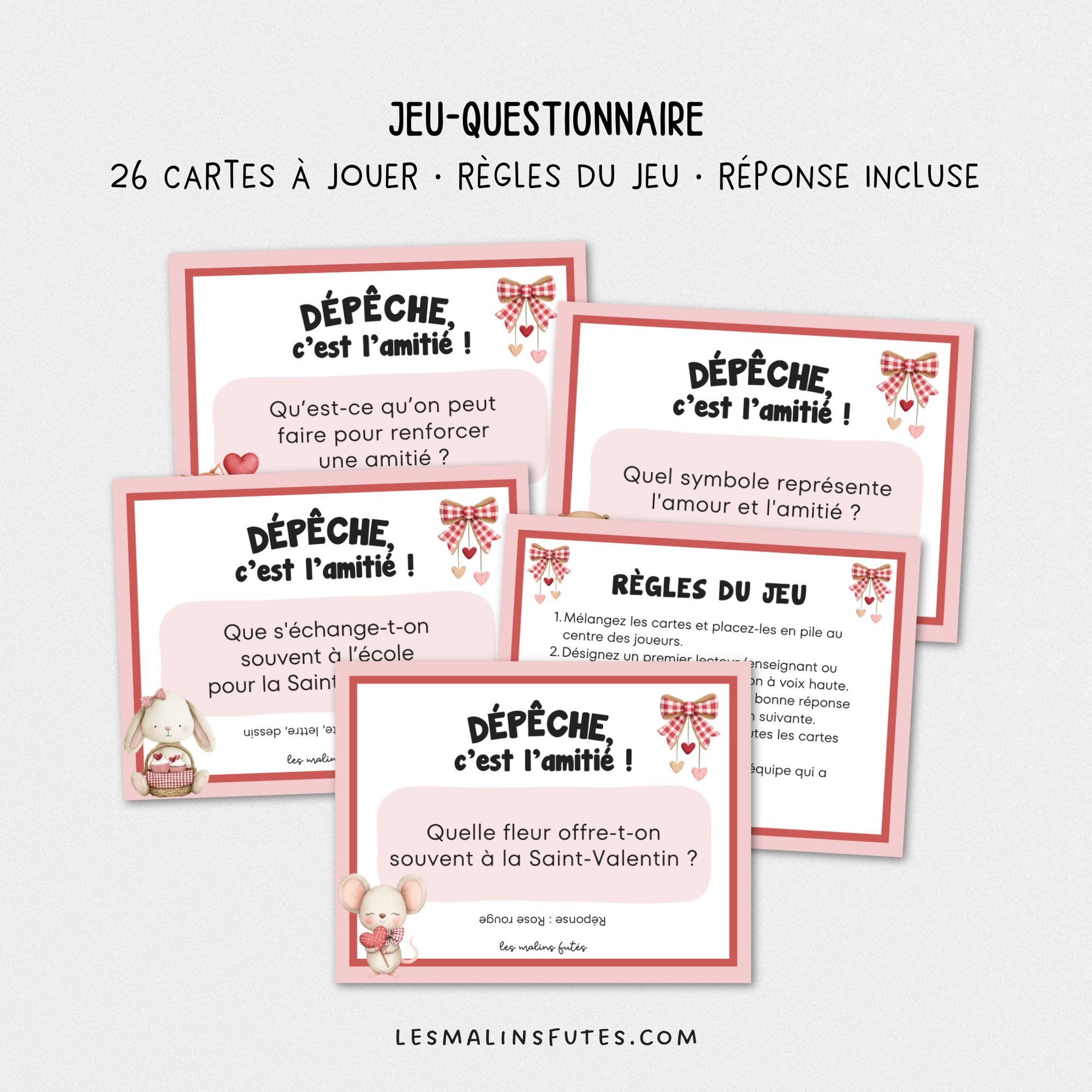 Jeu-questionnaire Dépêche, c'est l'amitié ! pour tous les cycles. Les Malins Futés