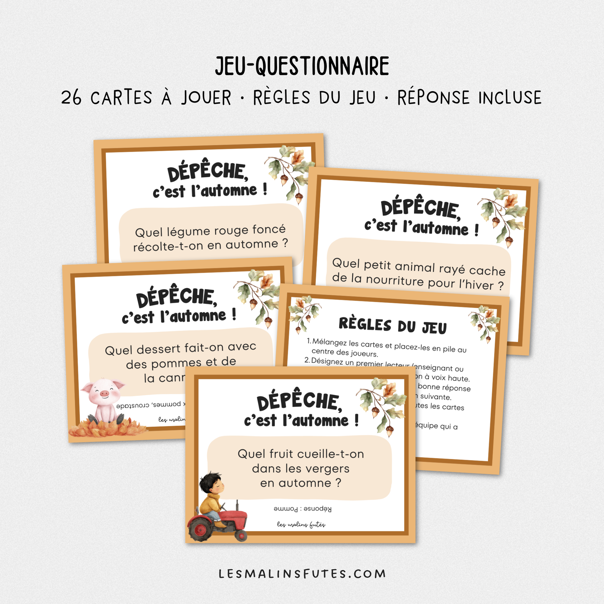 Jeu-questionnaire : Dépêche, c'est l'automne ! Pour tous les cycles. Les Malins Futés