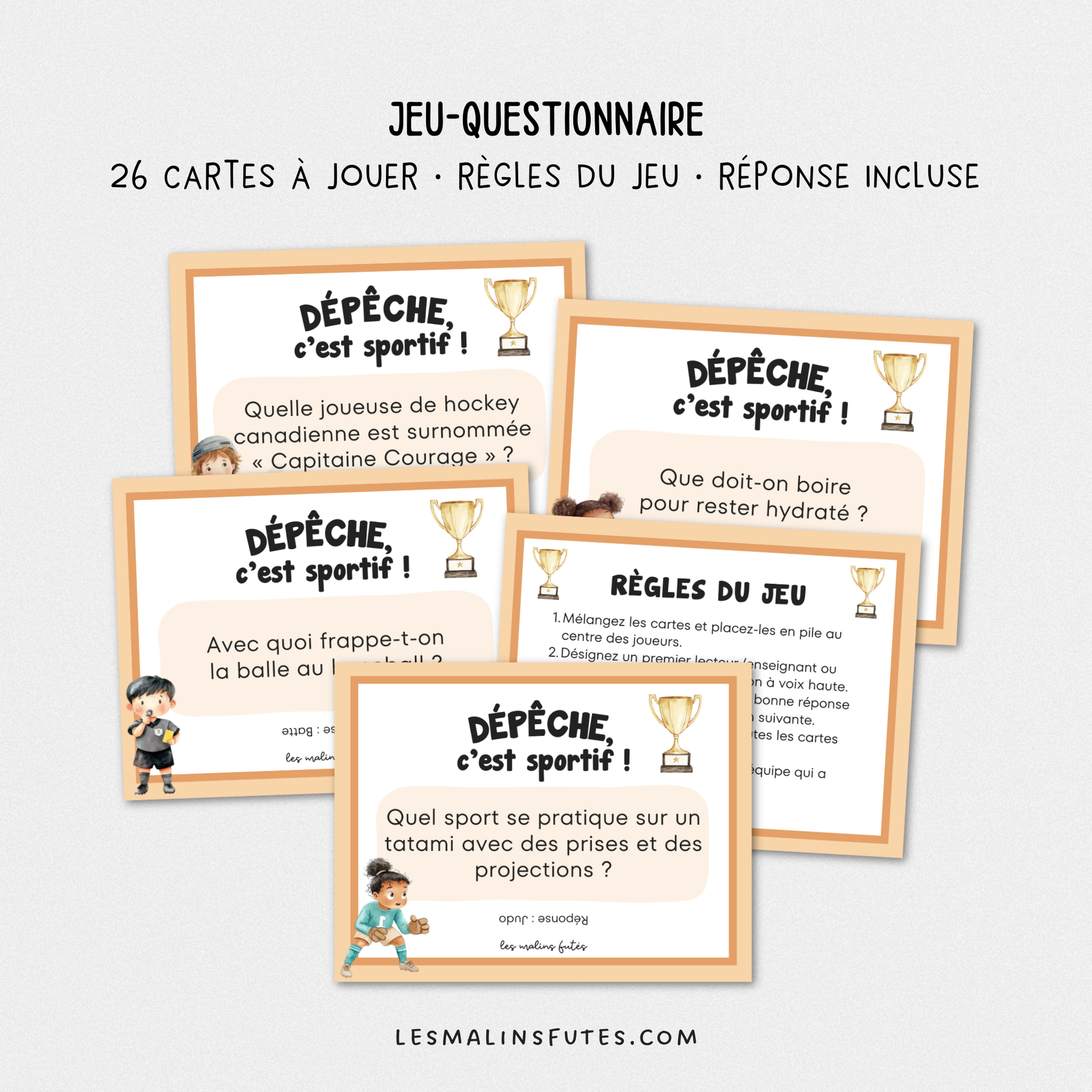 Jeu-questionnaire : Dépêche, c'est sportif ! Pour tous les cycles. Les Malins Futés