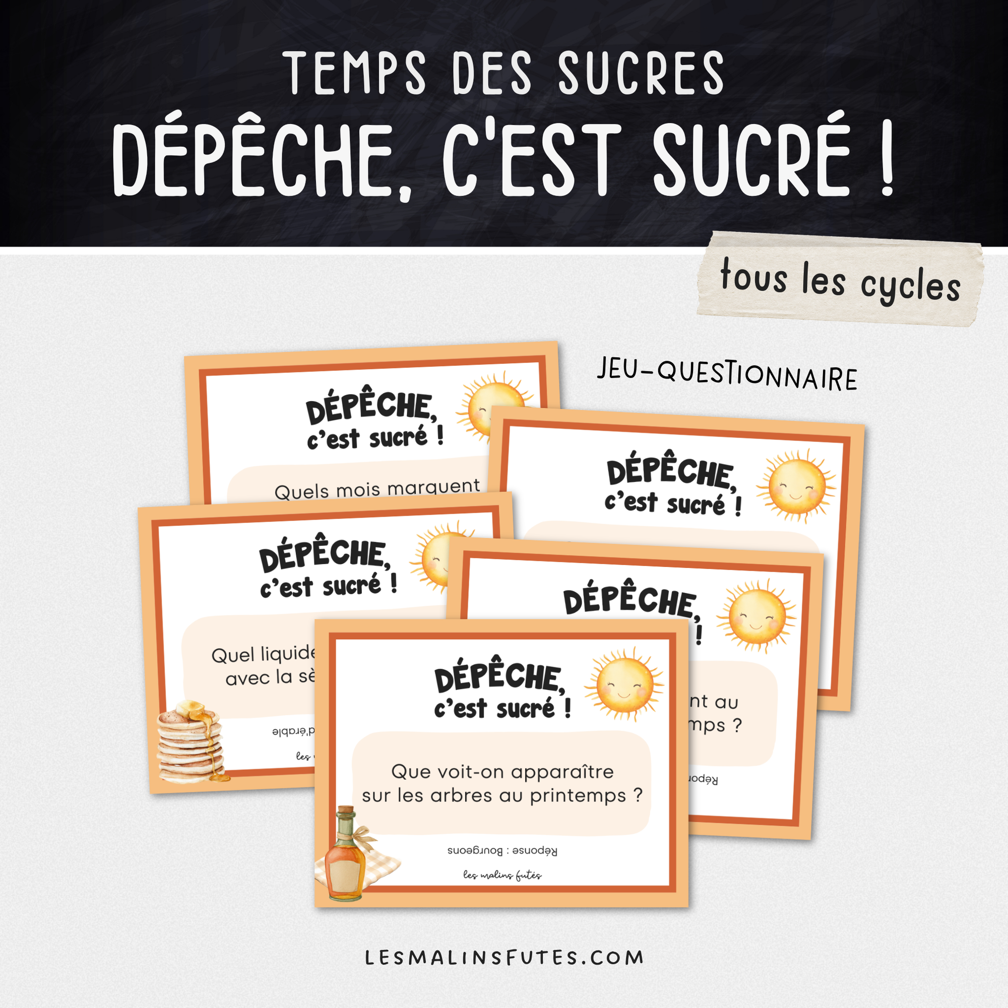 Jeu-questionnaire : Dépêche, c'est sucré ! pour tous les cycles. Les Malins Futés