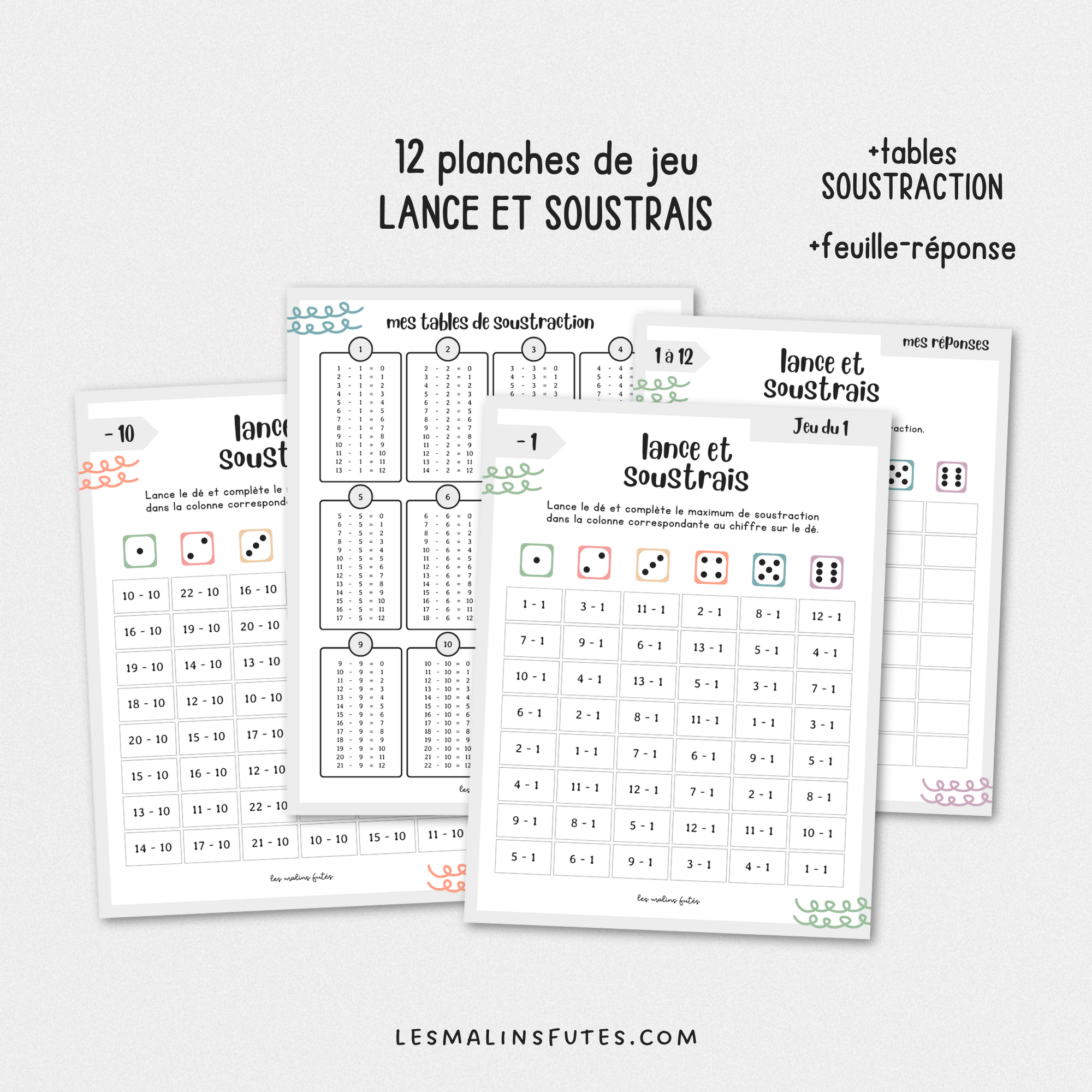 Lance et soustrais pour le 1er et le 2e cycle. Les Malins Futés