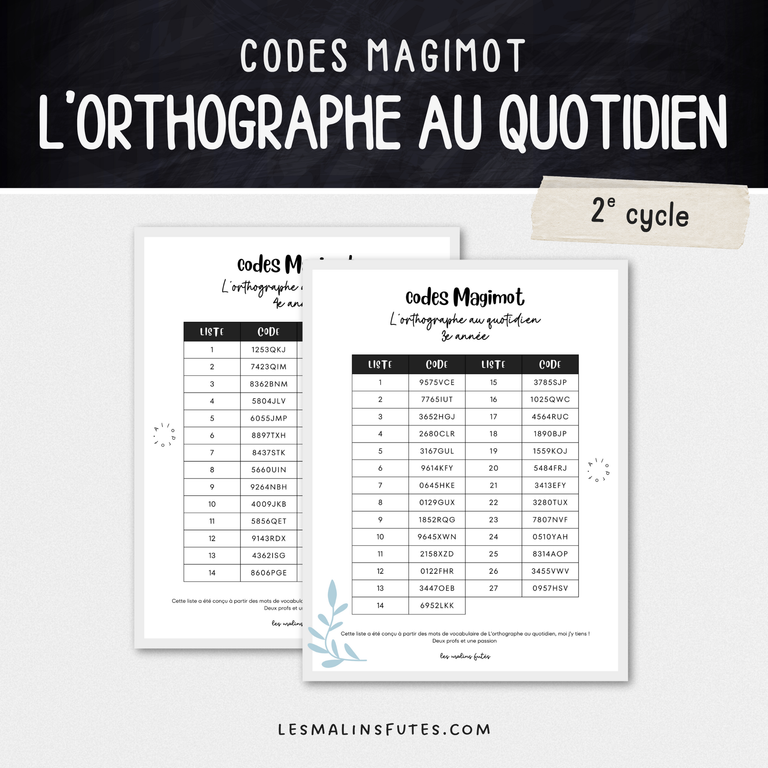 Codes Magimot : L'orthographe au quotidien - 2e cycle – Les Malins Futés