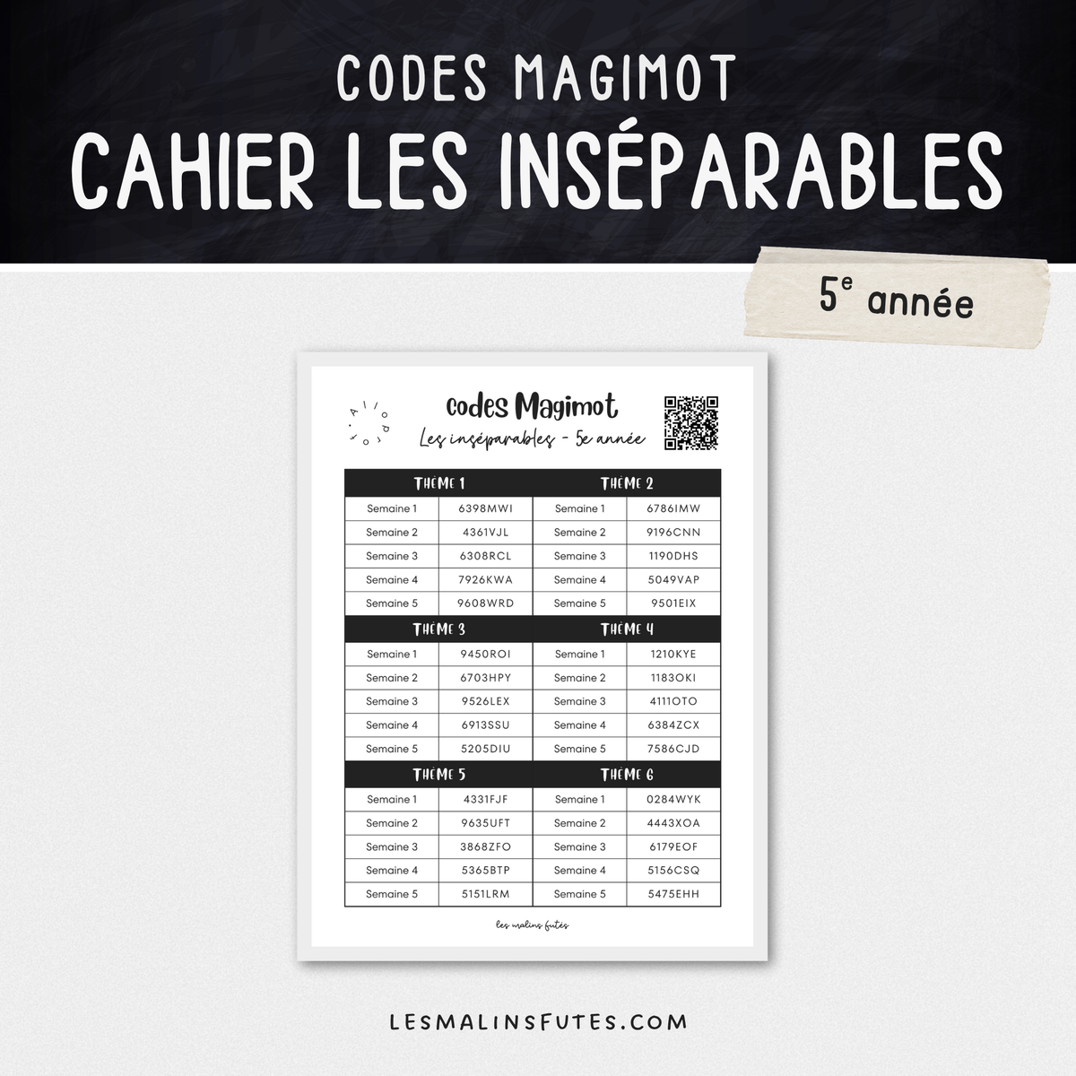 Codes Magimot : Cahier Les inséparables - 5e année – Les Malins Futés
