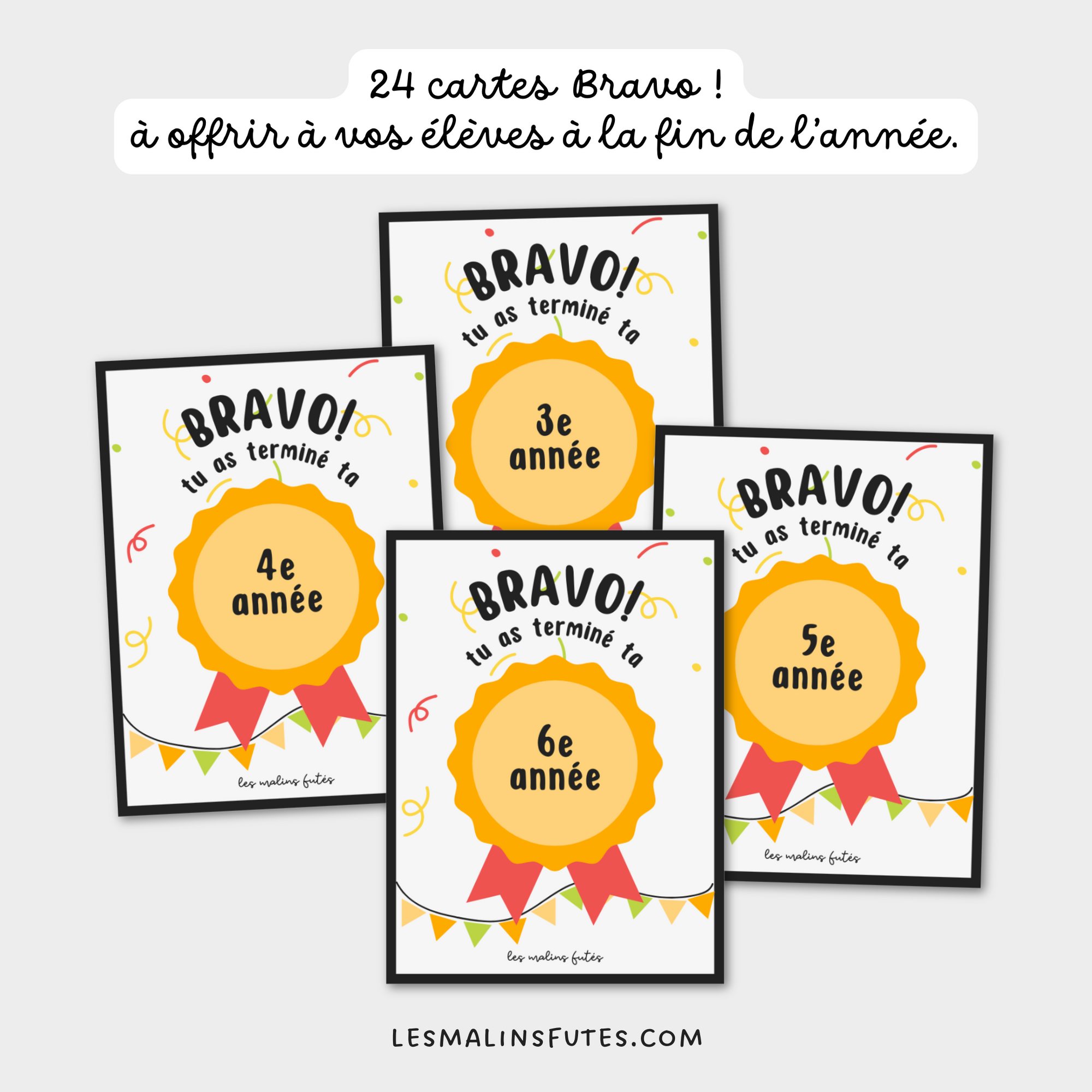Cartes médaille - Bravo ! Tu as terminé... Les Malins Futés