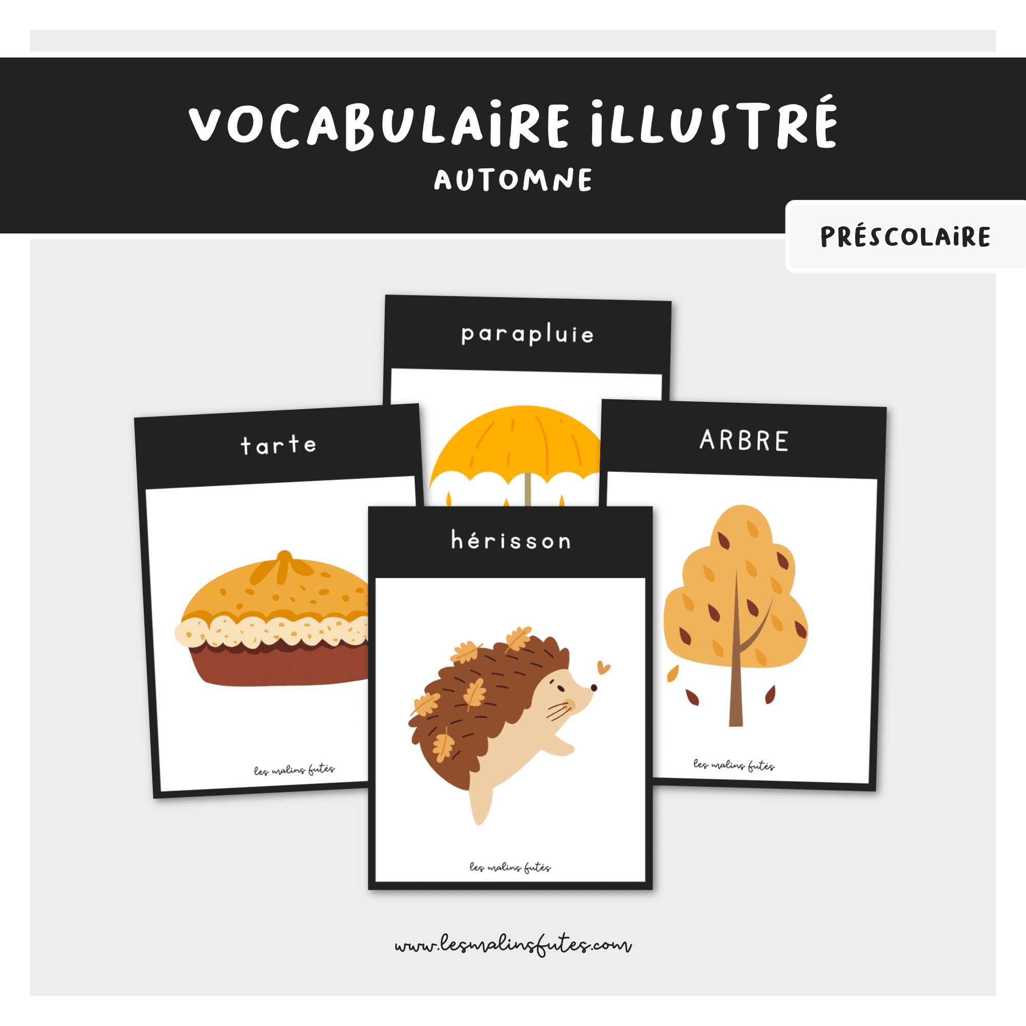 Vocabulaire illustré - automne - préscolaire. Les Malins Futés