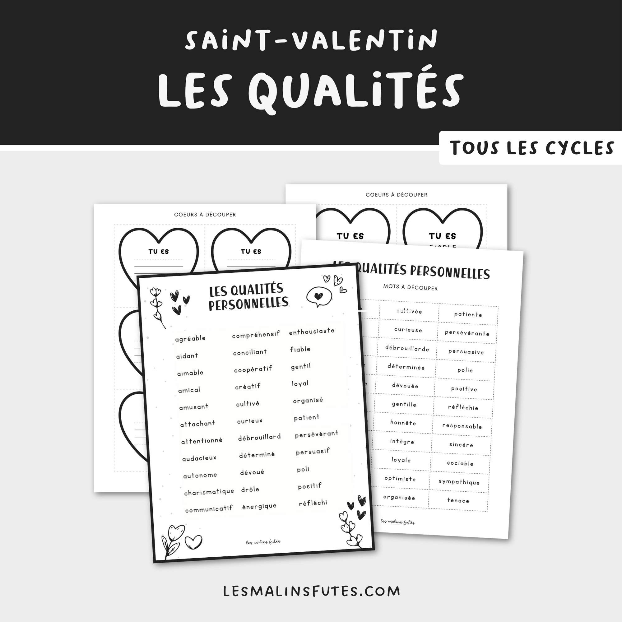 Les qualités en cœur pour la Saint-Valentin et tous les cycles. Les Malins Futés