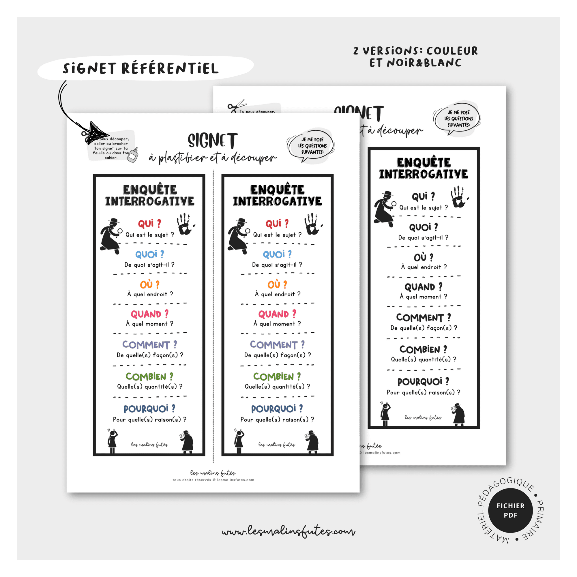 Signet enquête interrogative - français - Les Malins Futés