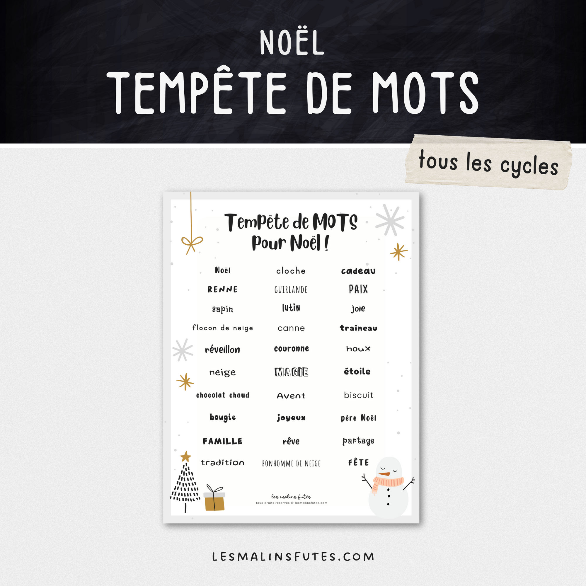 Tempête de MOTS pour Noël ! Les Malins Futés