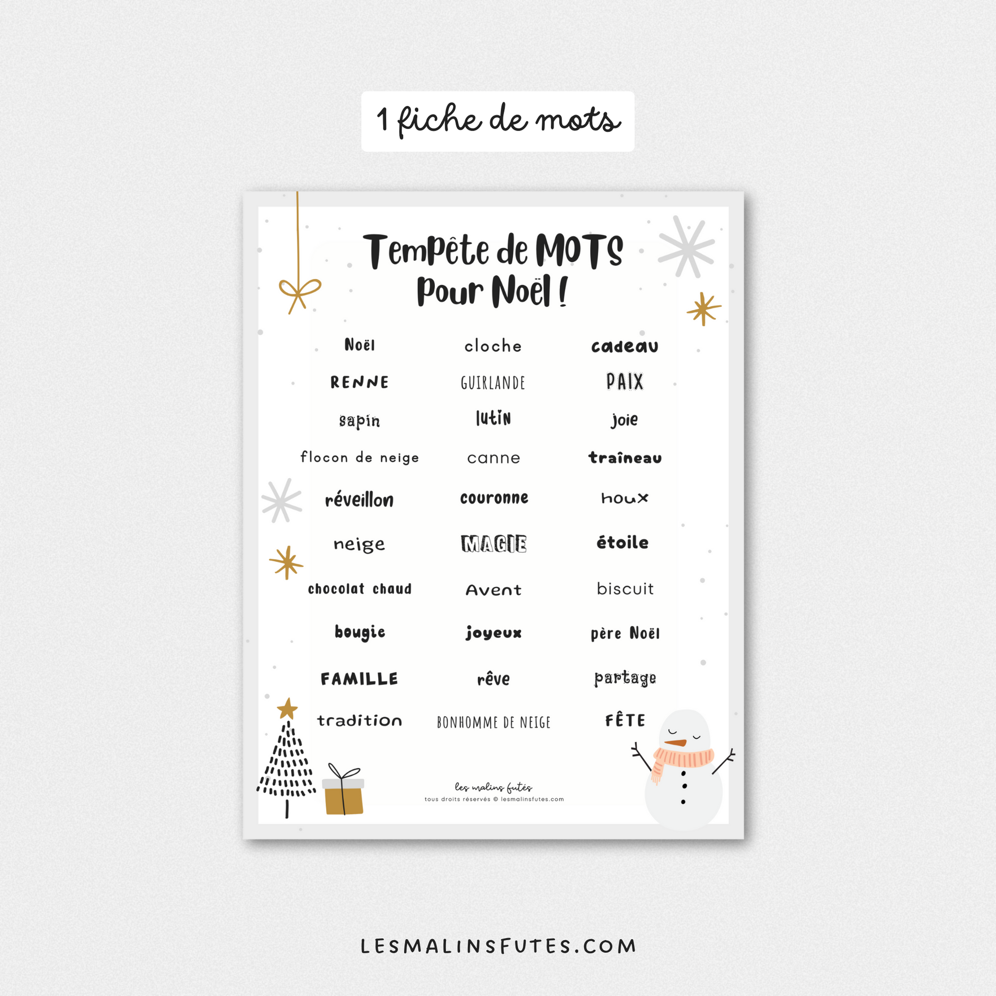 Tempête de MOTS pour Noël ! Les Malins Futés